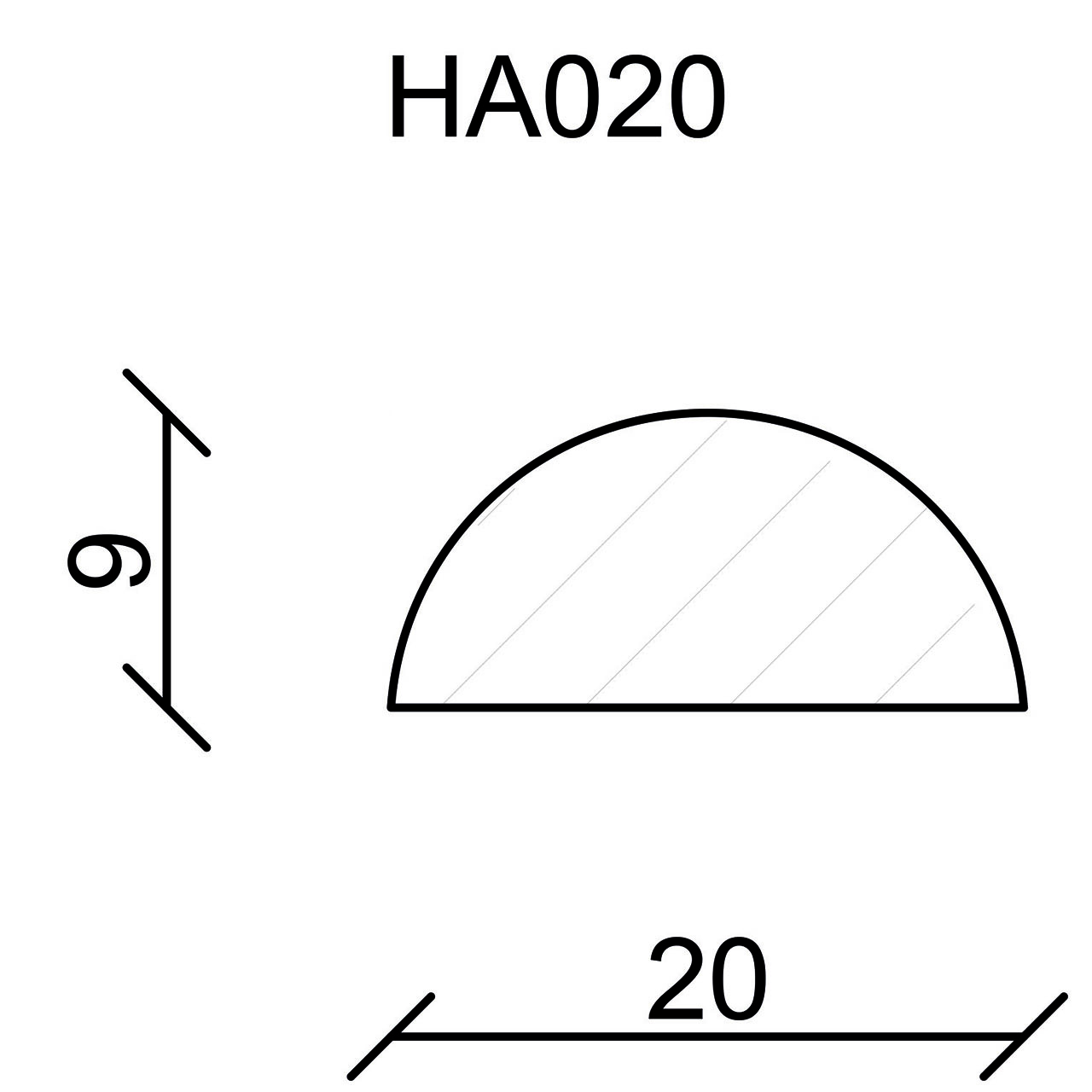 544160-Querschnitt Neuhofer Halbrundstab, 20 mm