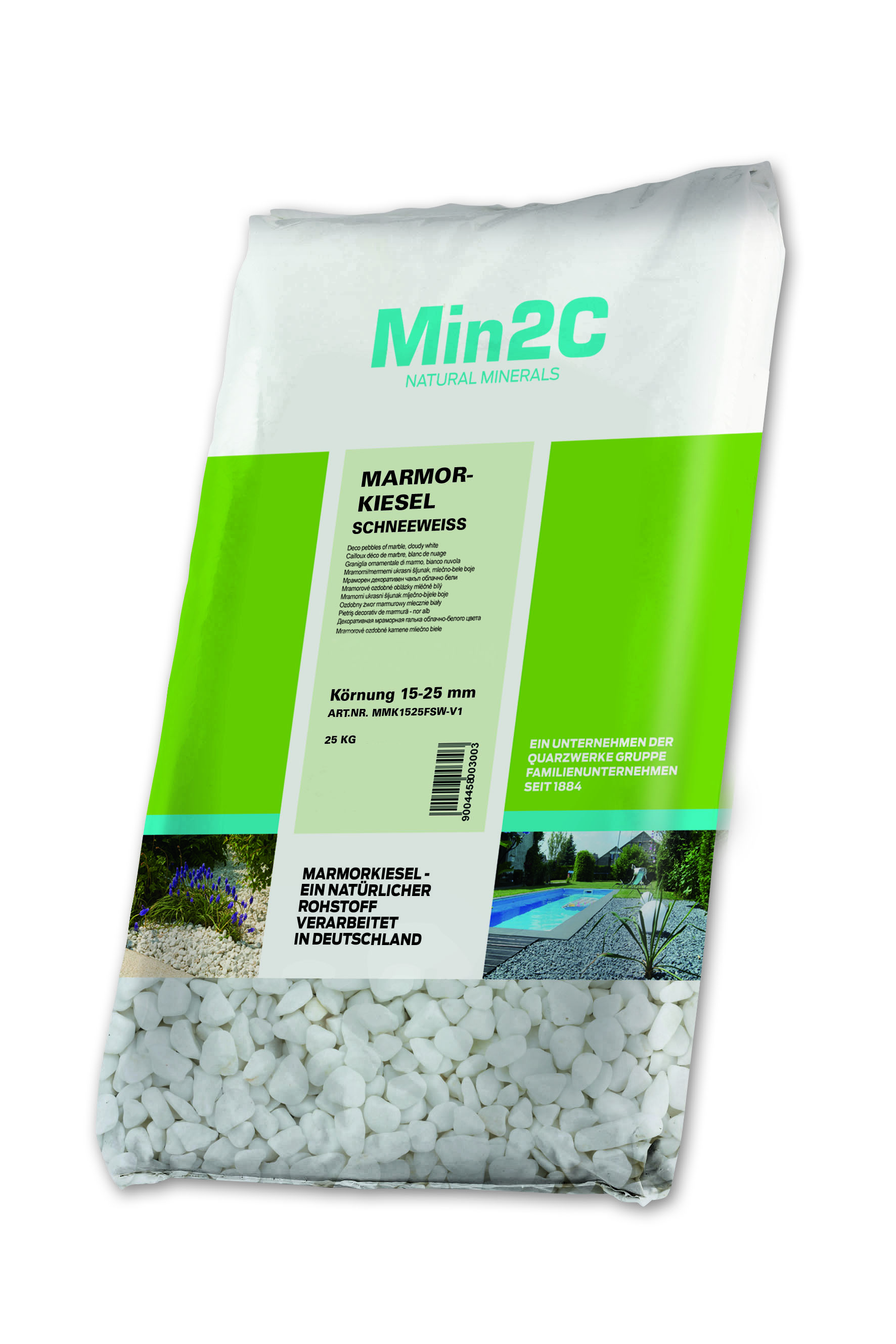 Min2C Marmorkiesel, schneeweiß, 15 - 25 mm