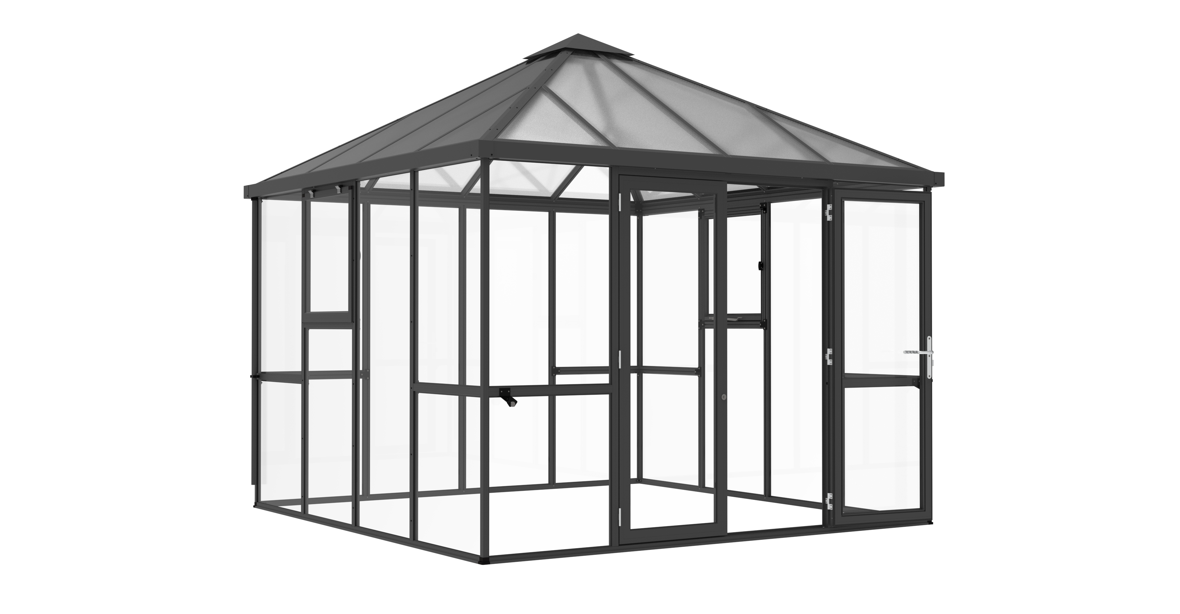 KGT GWH-Pavillon "PaviLux", 3 x 3 m, anthrazit-grau, ESG + HKP