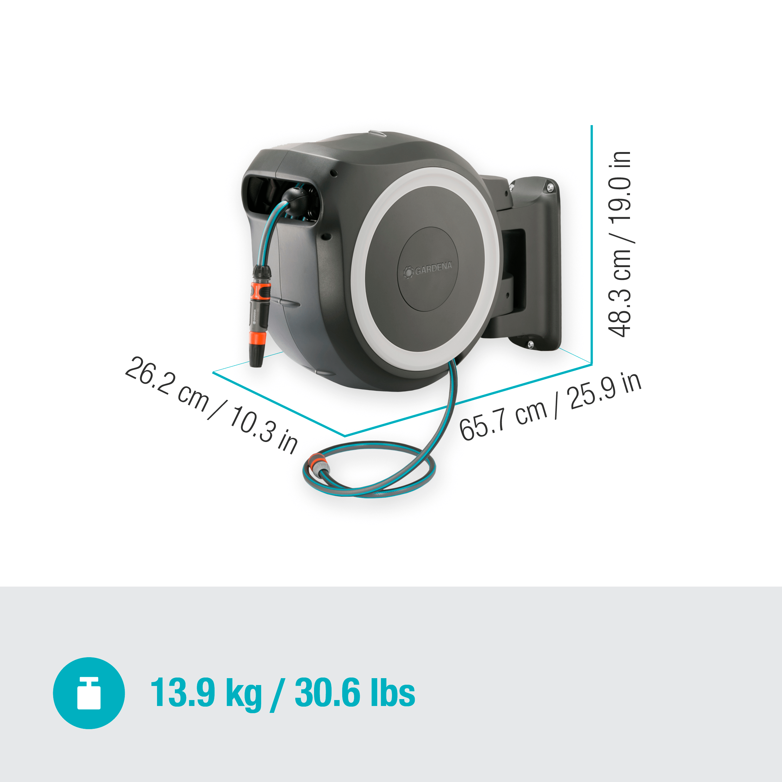 KV-444723 Gardena Wand-Schlauchbox Rollup XL, weiß, 35m