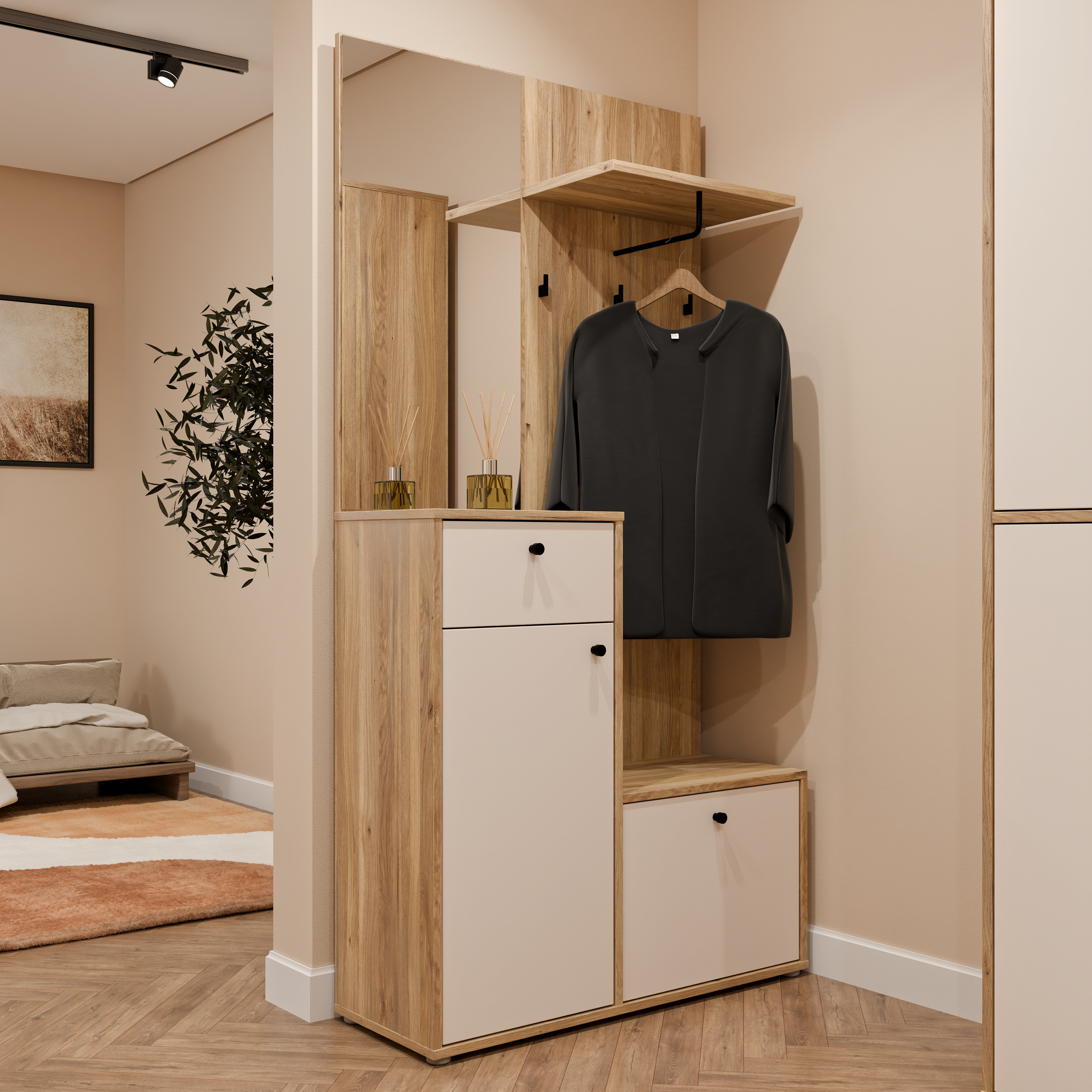 Forte Garderobe Ken Mauvella, oak/sand