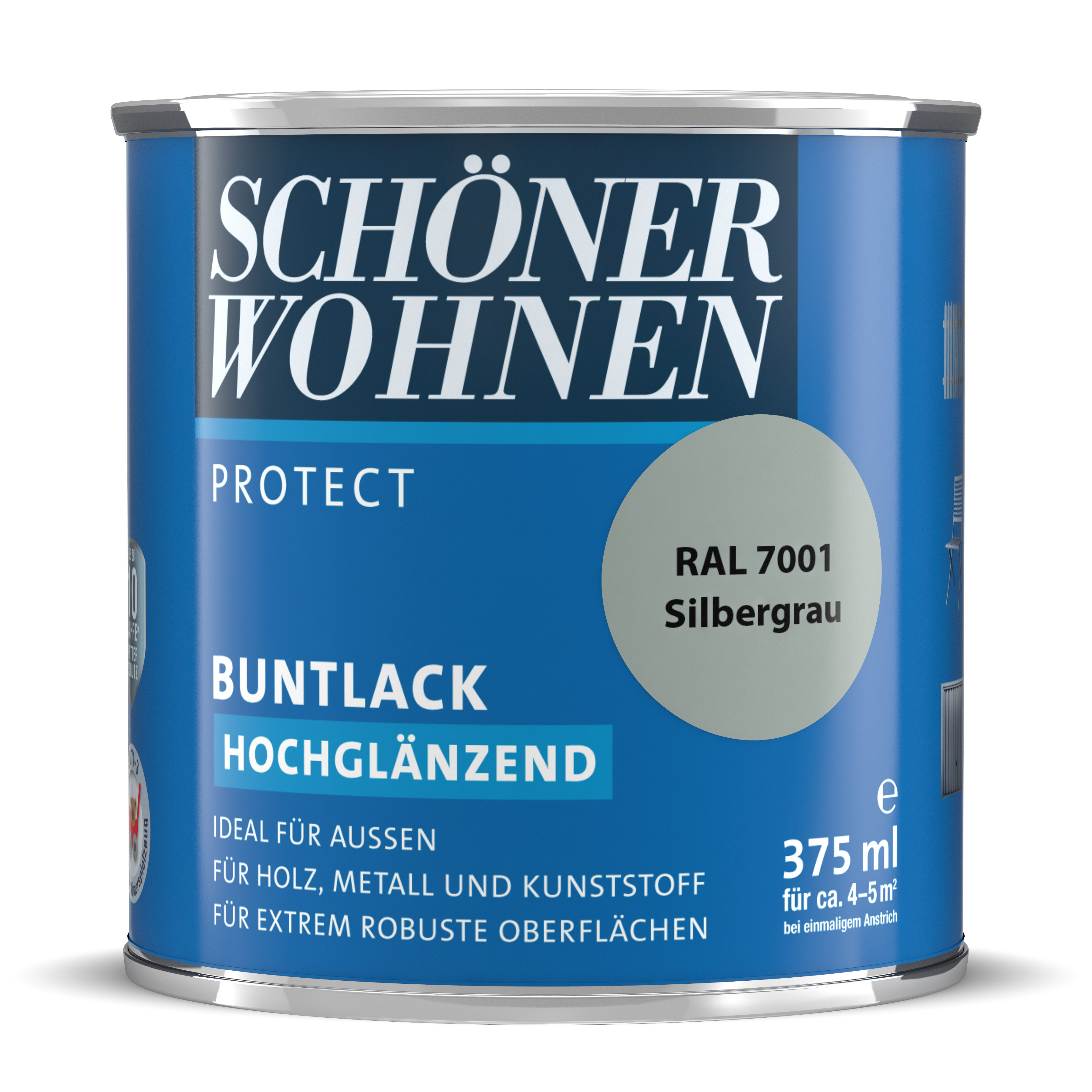 SW_2434-0375-7001 Schöner Wohnen Protect Buntlack, hochglänzend, silbergrau
