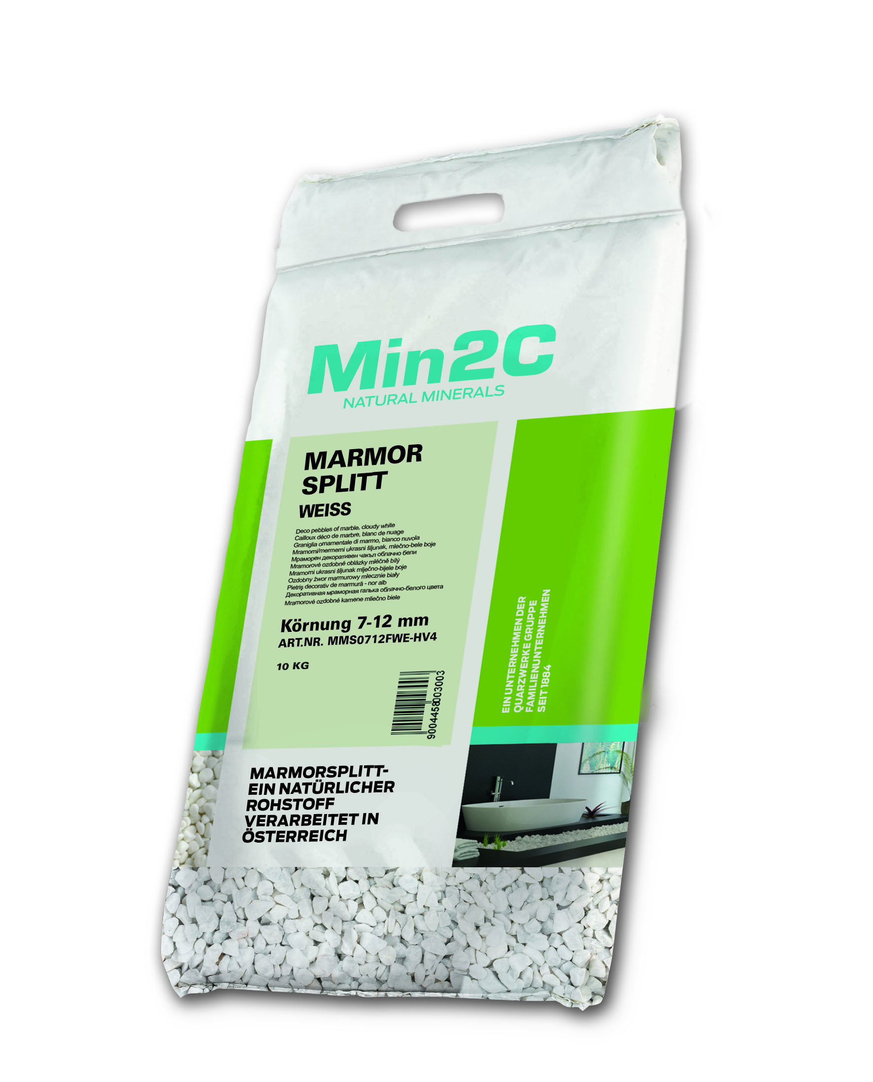 Min2C Marmorsplitt, weiß, 7 - 12 mm
