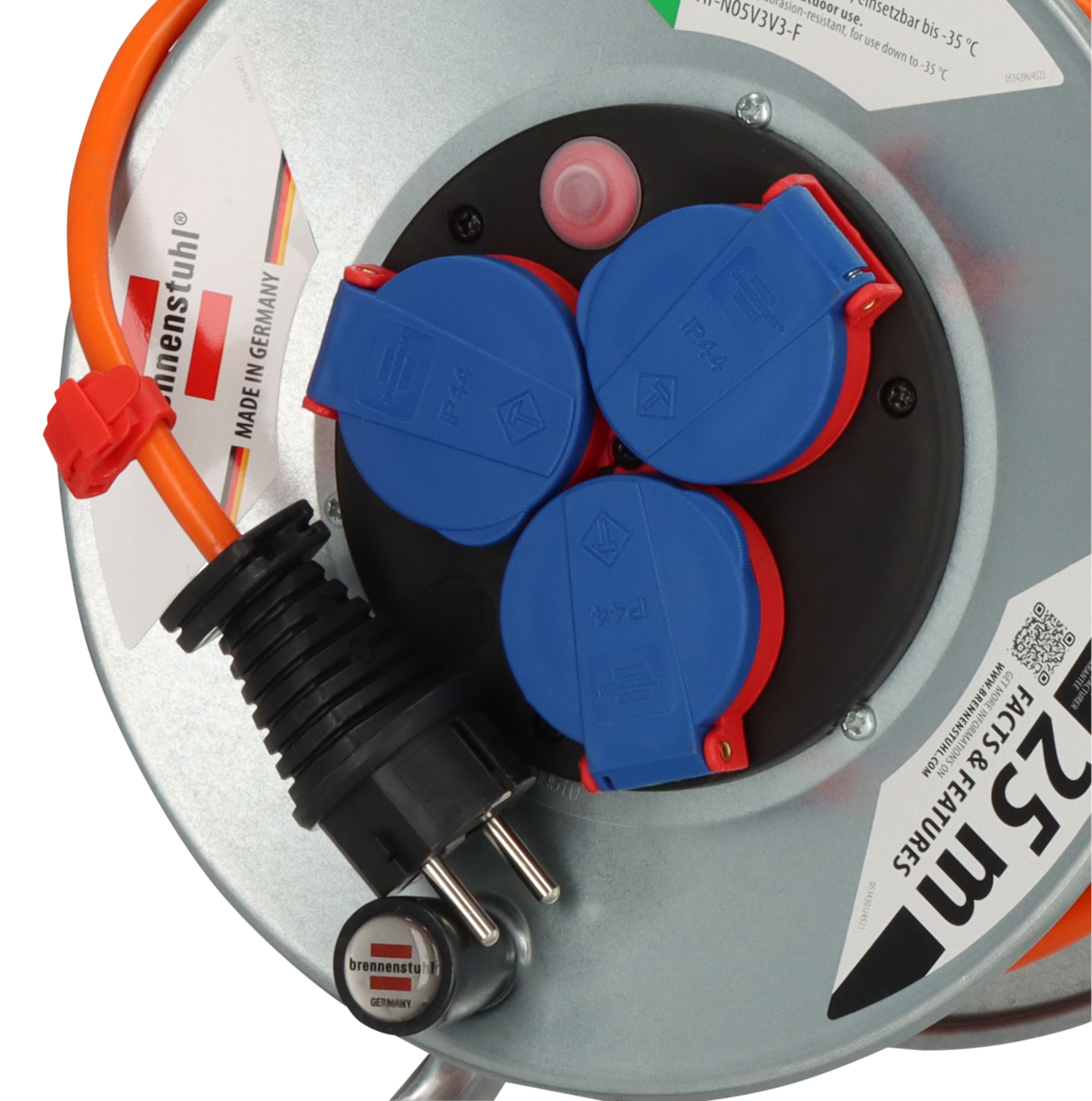Brennenstuhl Garant S IP44 Kabeltrommel, 25 m Kabel in orange Brennenstuhl Garant S IP44 Kabeltrommel, 25 m Kabel in orange