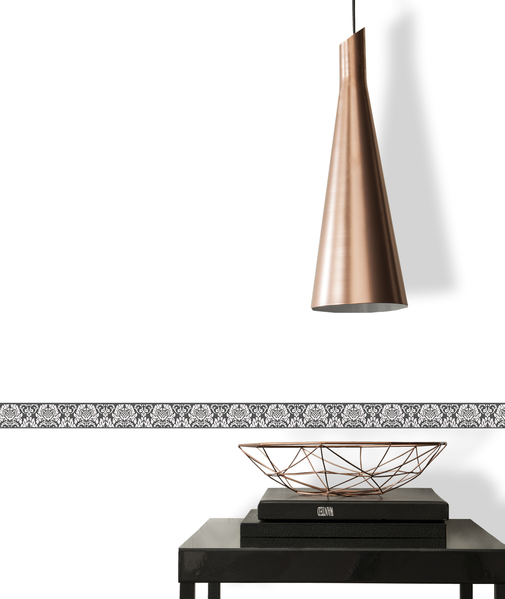 A.S. Création selbstklebende Bordüre, ornamentmuster schwarz weiß – barock stil modern