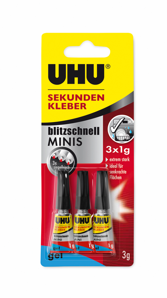 4026700508208-UHU-SEKUNDENKLEBER-blitzschnell-MINIS-gel-3x1g-Blister-DE_577x1024px_E_NR-26698 Uhu Sekundenkleber blitzschnell minis, gel