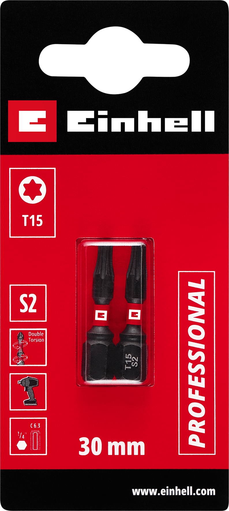 Einhell Impact-Bits mit Doppel-Torsion, 30 mm, T15