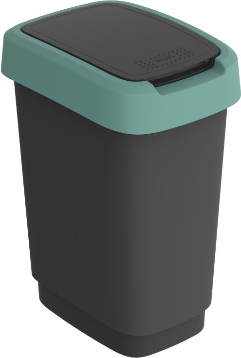Rotho Swingeimer Twist, 10 L, schwarz/mistletoe green