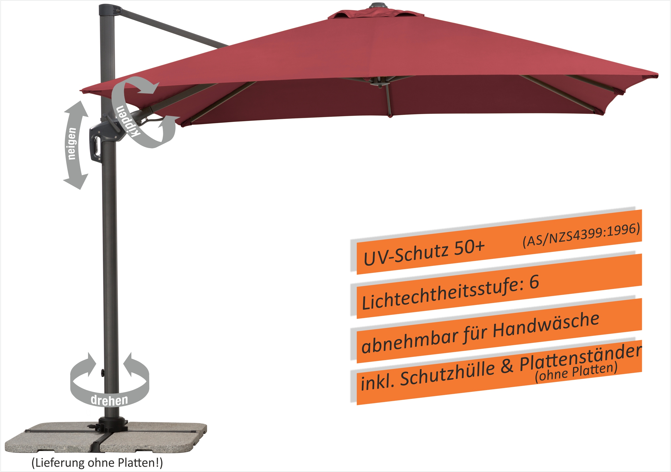 670429_1 Schneider Schirm Twist 300X300cm Bordeaux