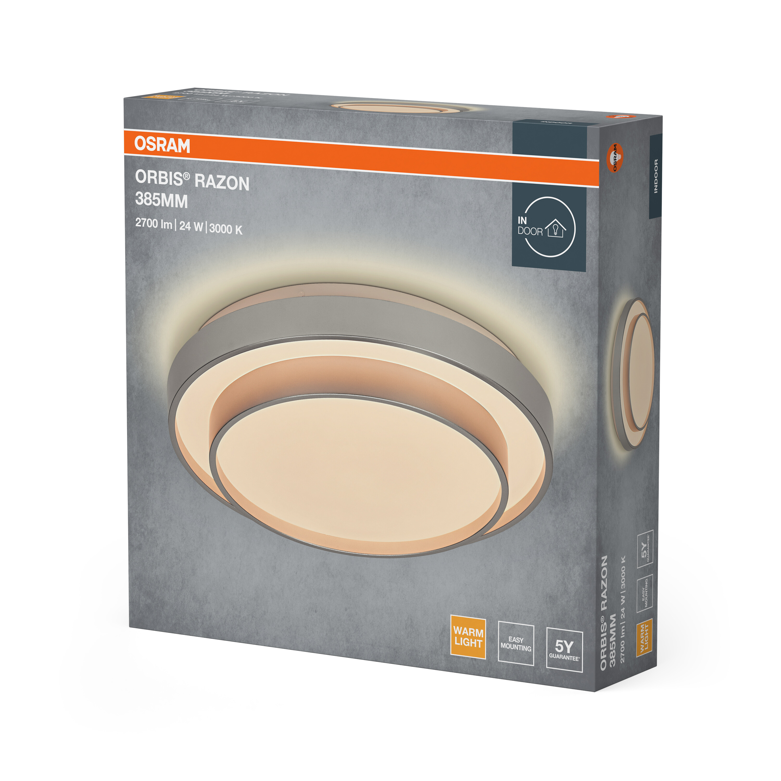 Osram Led Deckenleuchte "Orbis Razon", 385 mm, 24W, 830, silber