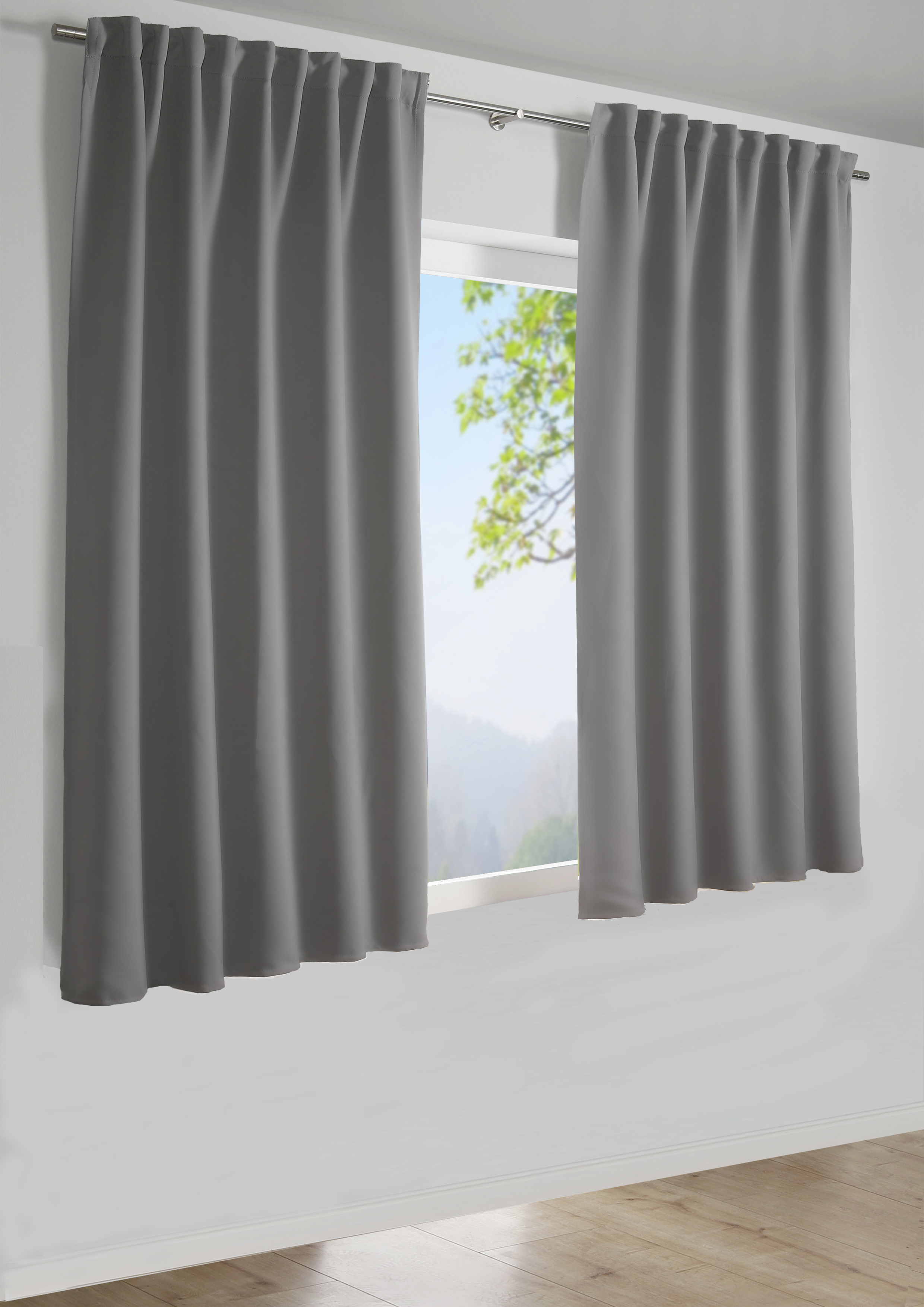 Sehlbach Schal mit Gardinenband silbergrau, 140 x 175 cm Sehlbach Schal mit Gardinenband silbergrau, 140 x 175 cm