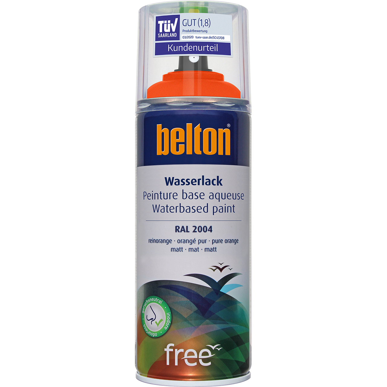 belton free Wasserlack reinorange matt, 400ml