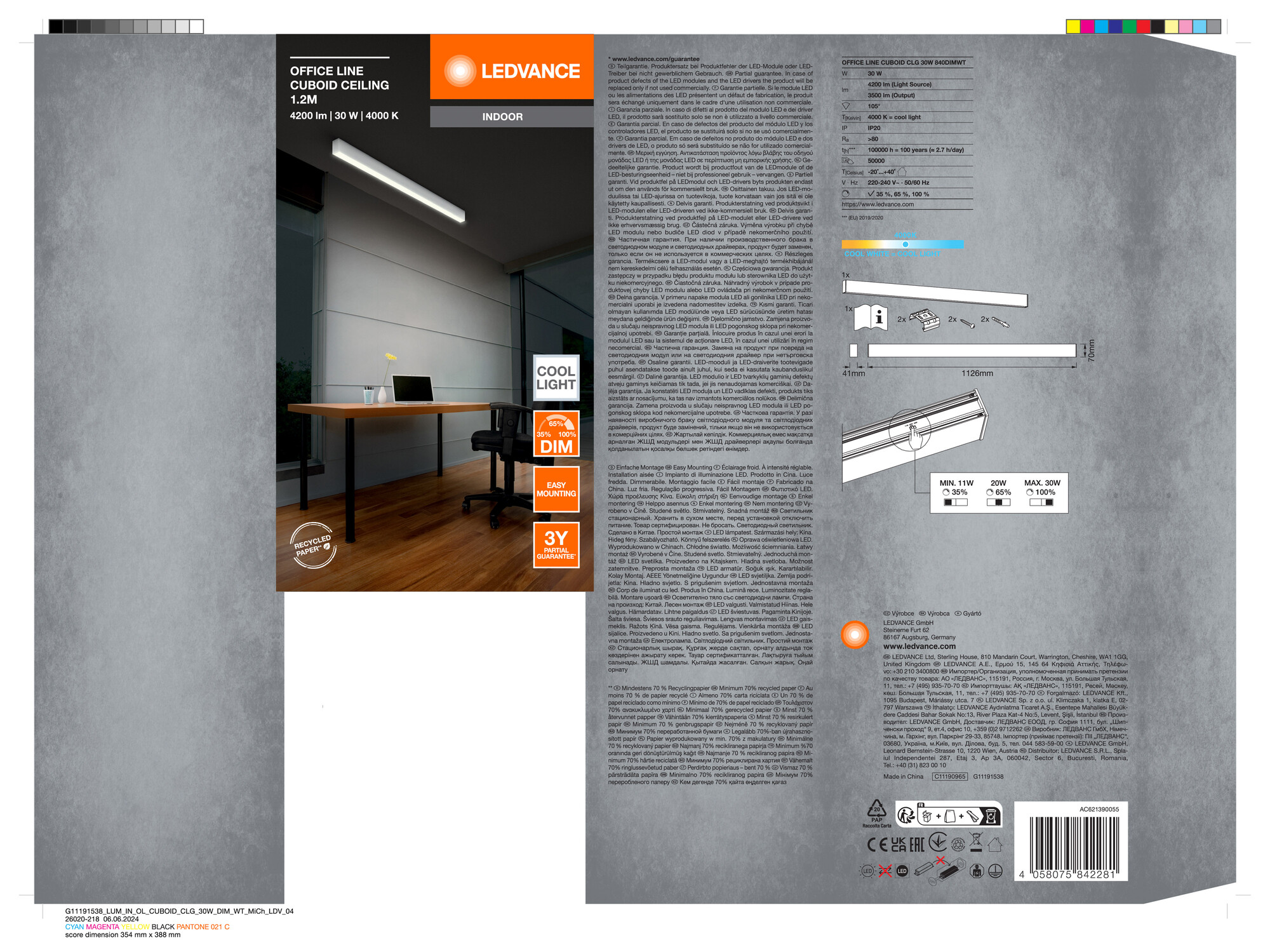 Ledvance Office Line Deckenleuchte, weiß