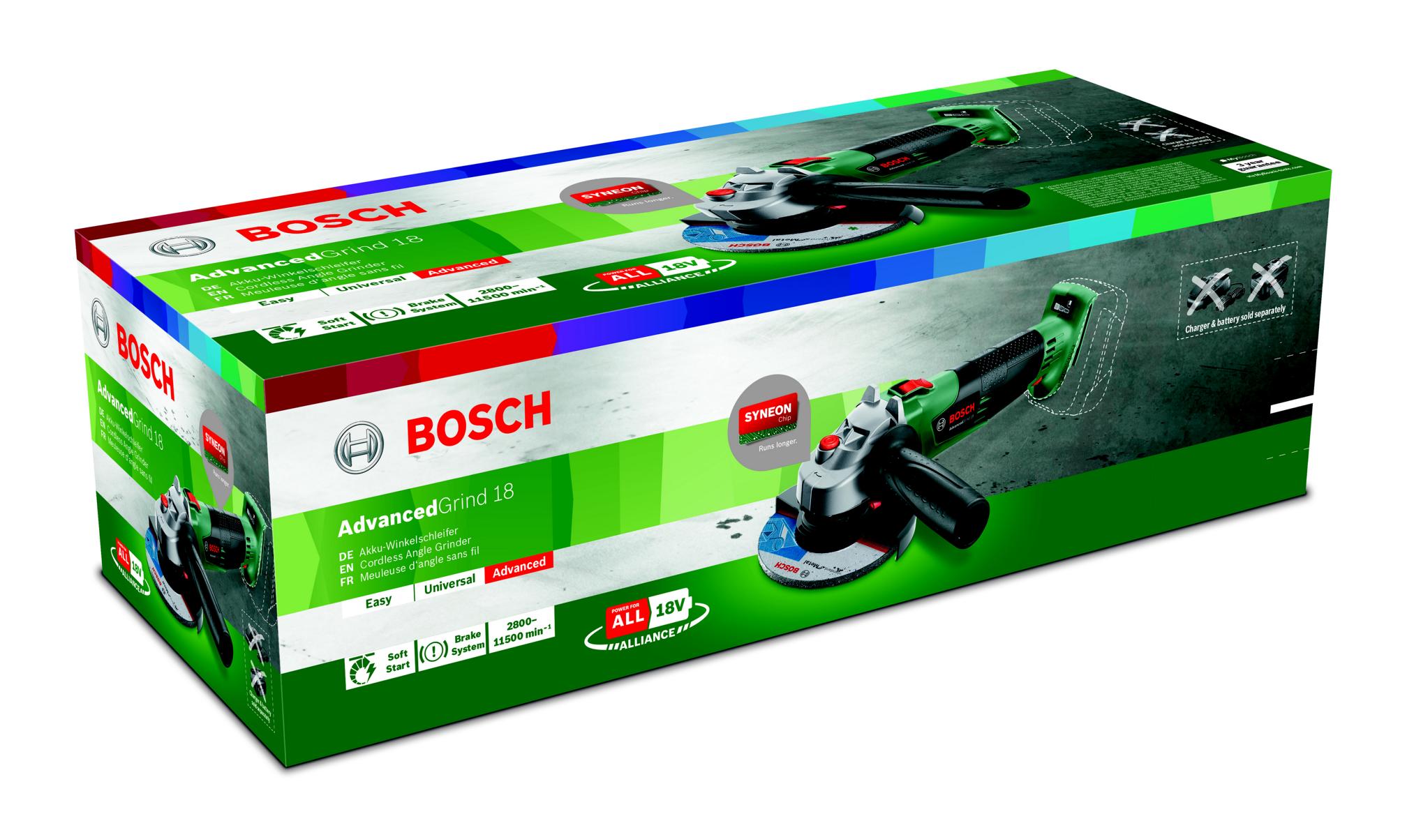 Gerätverpackung des Bosch Akku-Winkelschleifer
