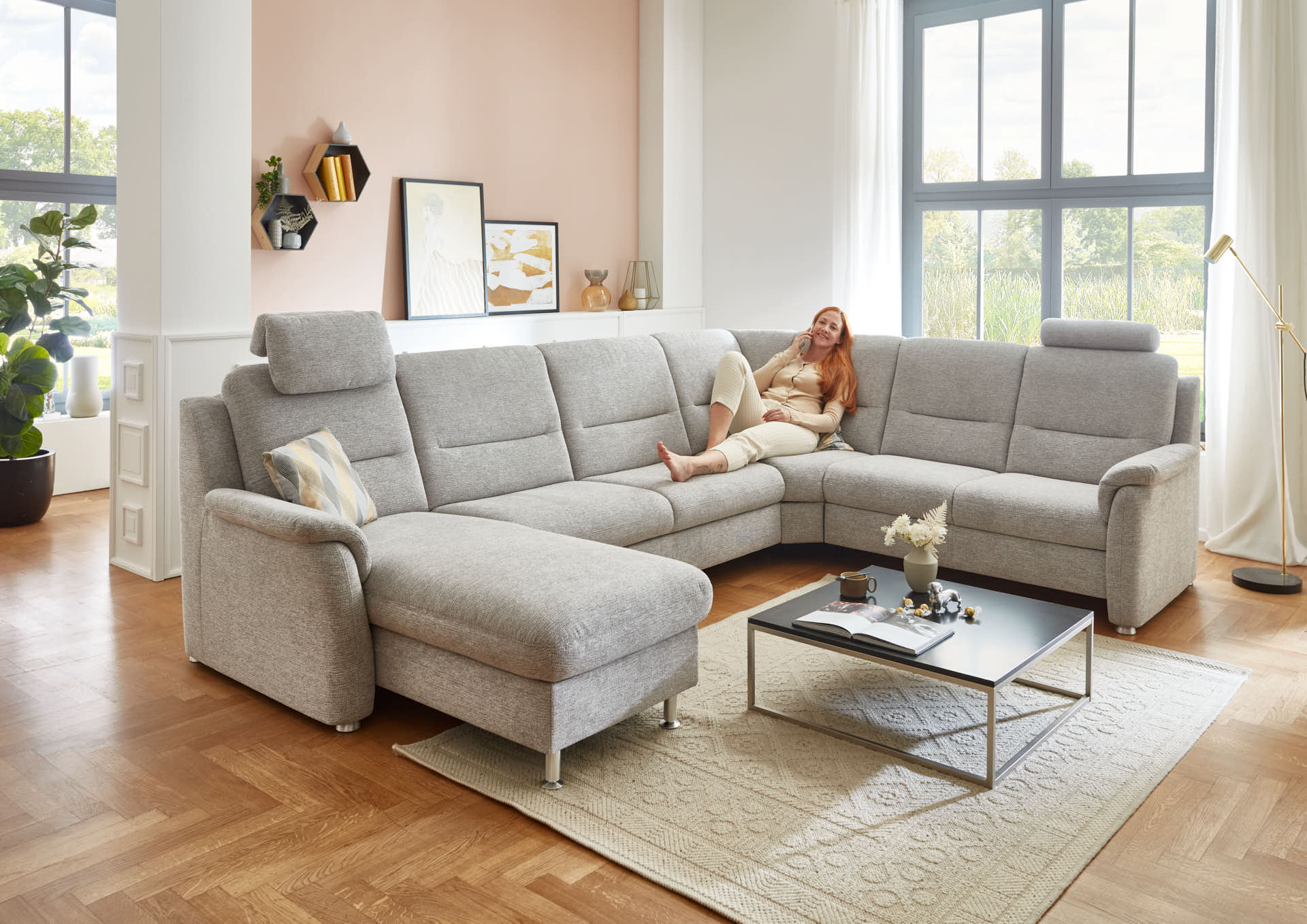 Polipol Wohnlandschaft Modell PP-HS17006 typ CanL-2,5EL-RE-2R, Stellfläche ca. 169-205 x 337 x 242 cm