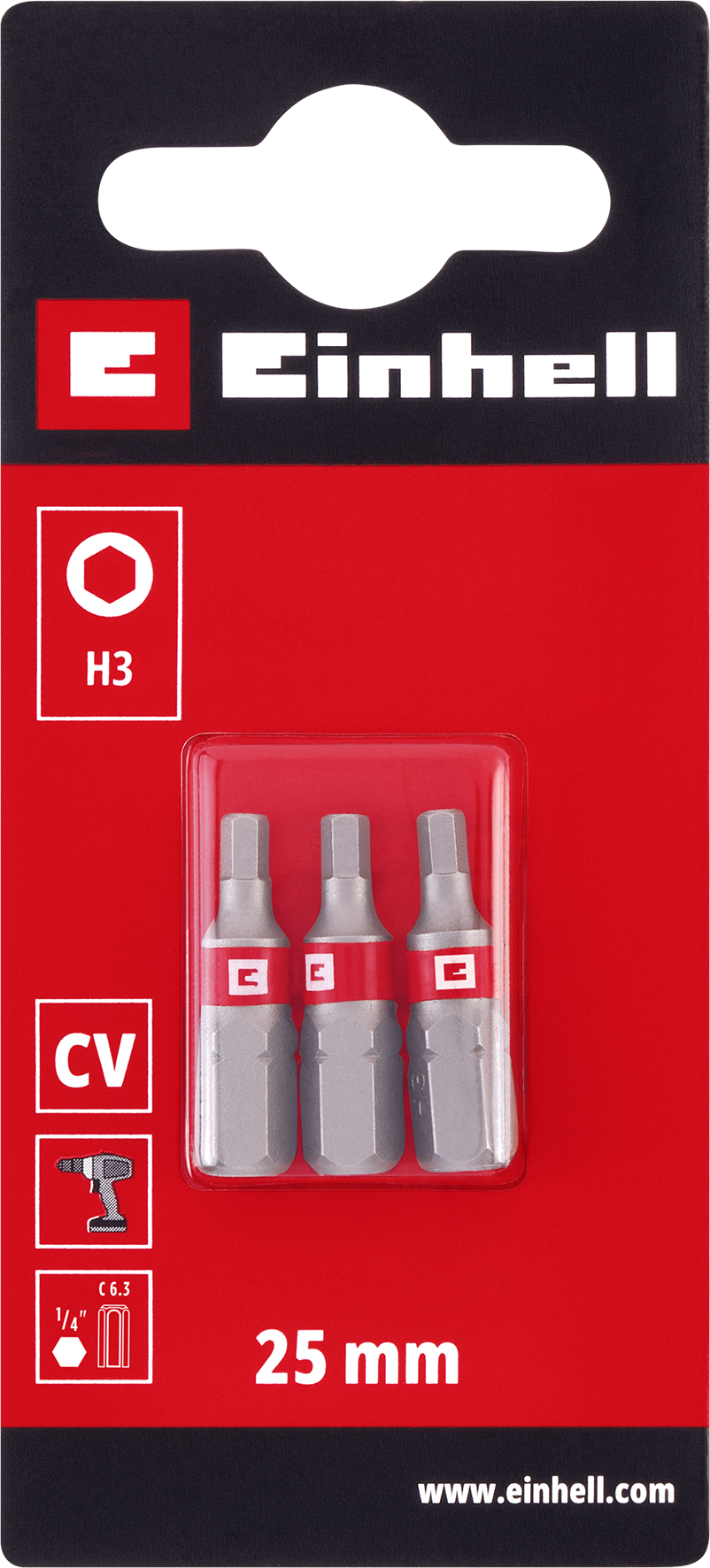 Einhell Standard-Bits, 25 mm, H3
