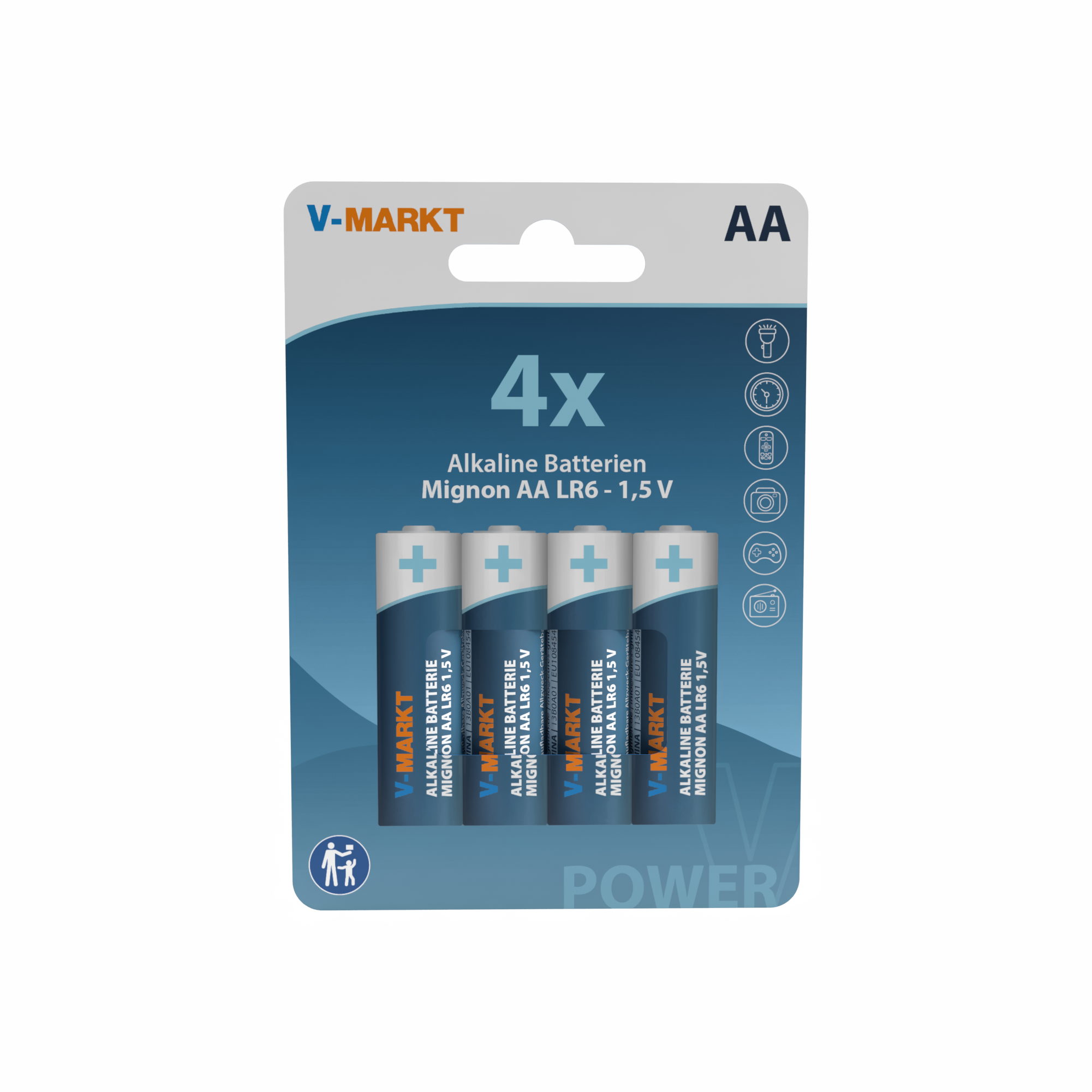 V-Markt Batterie AA LR6 Alkaline, 4 Stück V-Markt Batterie AA LR6 Alkaline, 4 Stück