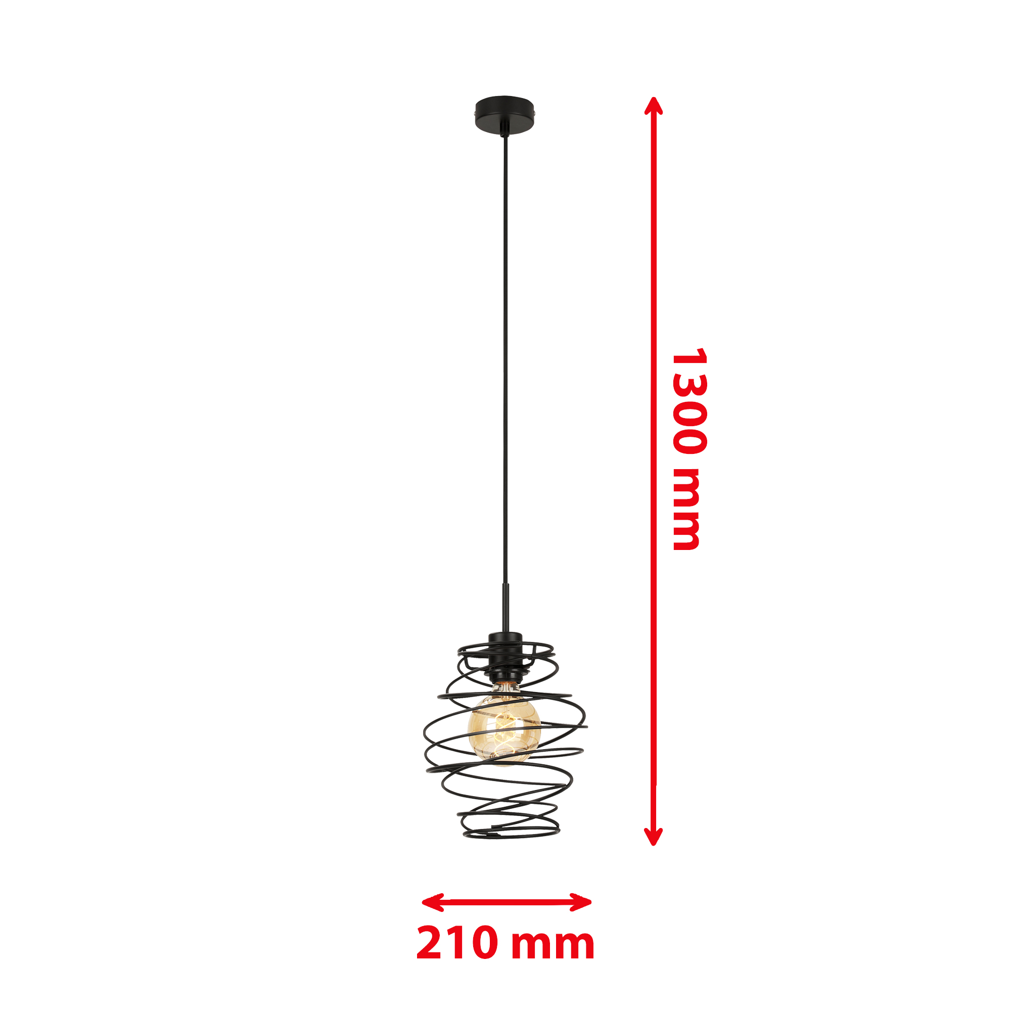 172355-3 BRILONER HÄNGELEUCHTE 1XE27 BLACK STEEL FEDERDESIGN