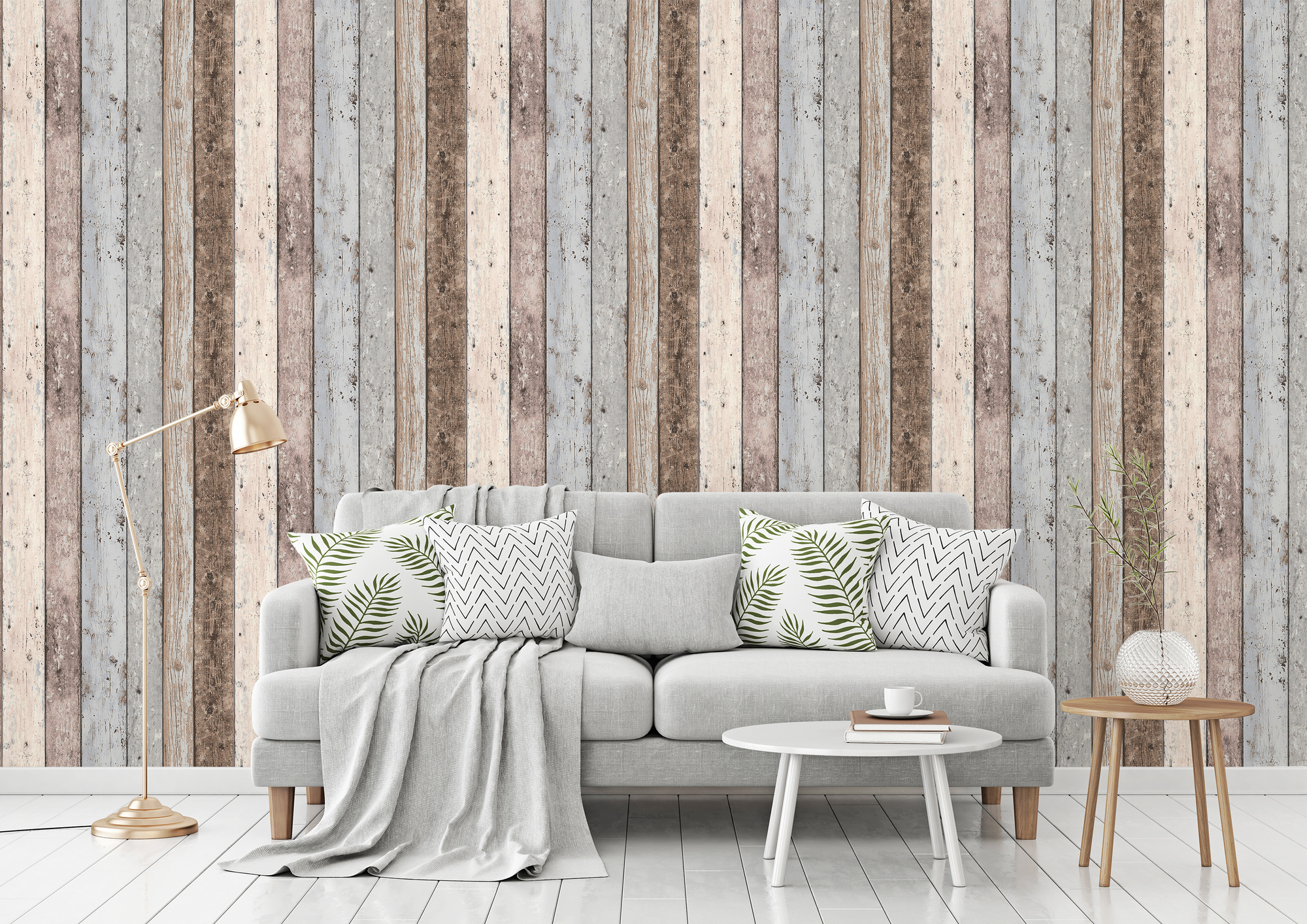 A.S. Création Vliestapete, holzoptik bunt beige grau – vintage paneeltapete im shabby chic stil