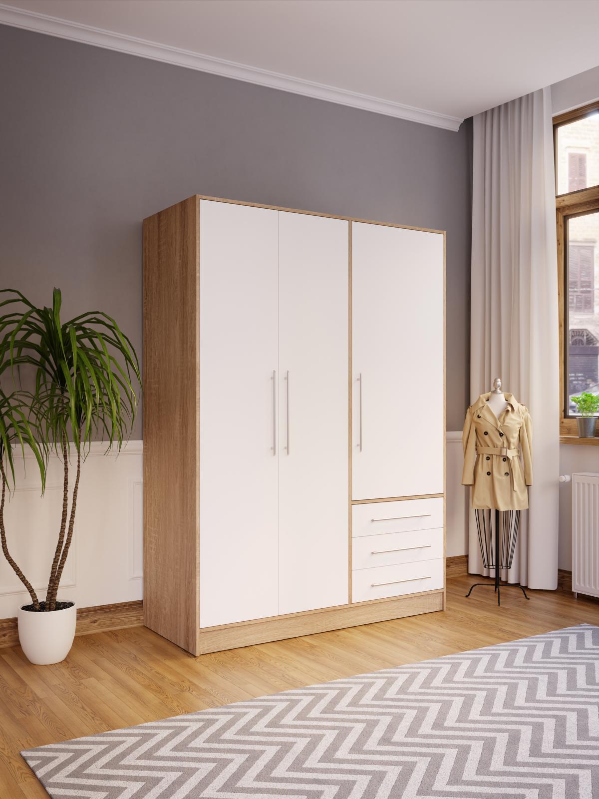 K1600_JPTS84-Q36F-W_02 Forte Kleiderschrank J1, 144 x 200 cm