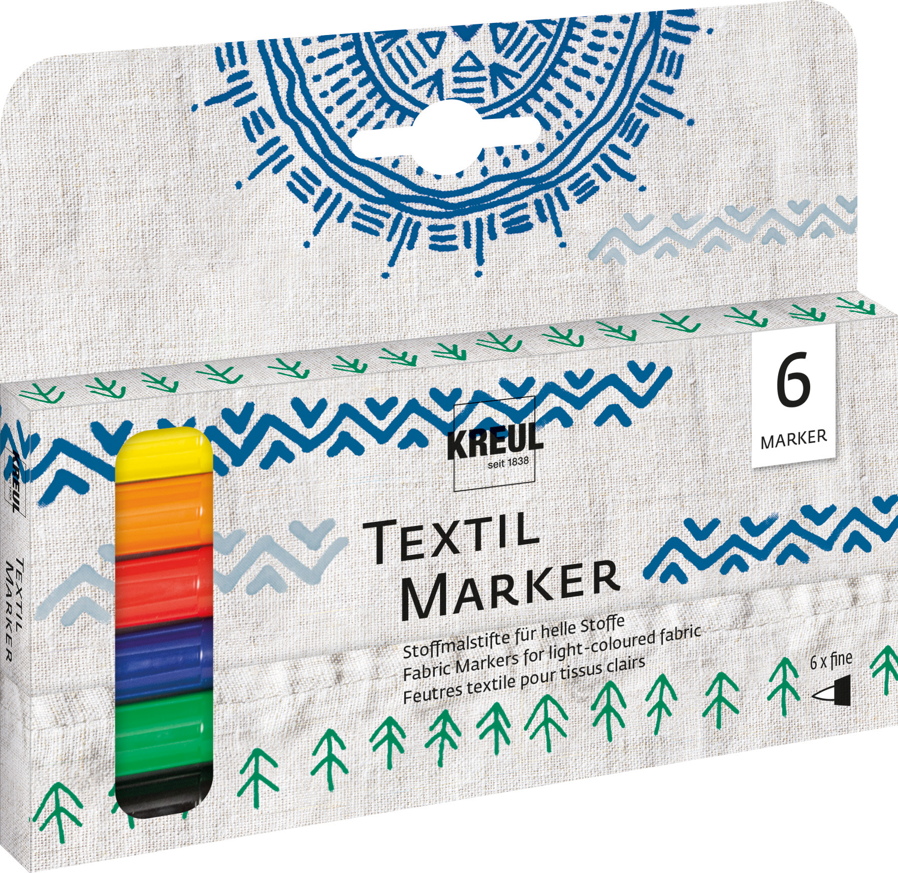 Kreul Textil Marker fine, 6er-Set Kreul Textil Marker fine, 6er-Set