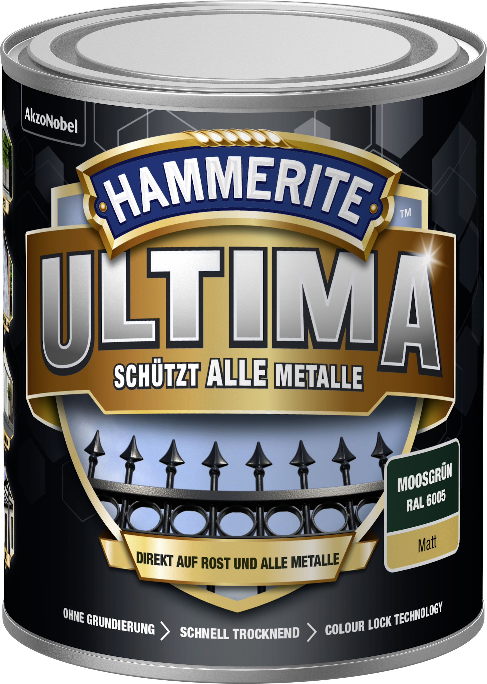 Hammerite Metall Schutzlack Ultima moosgrün RAL6005, 750 ml Hammerite Metall Schutzlack Ultima moosgrün RAL6005, 750 ml
