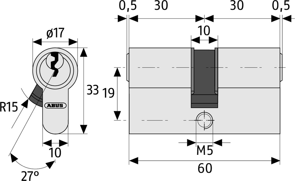 Abus Profilzylinder mit N+G-Funktion, E30NP 28/34