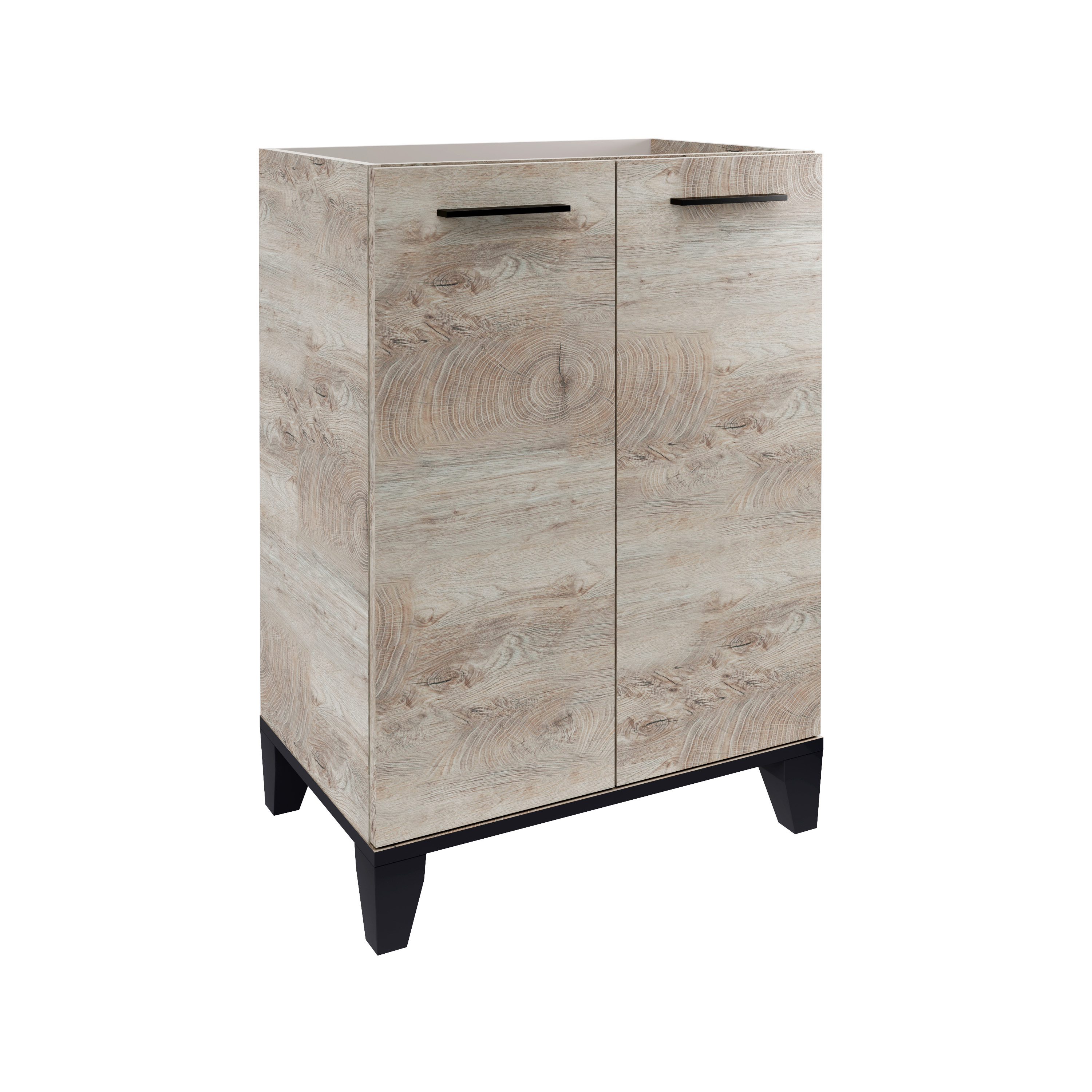 Fackelmann Set TE-A Keramik-Waschtisch + Waschtischunterschrank, Nature-Oak-Optik