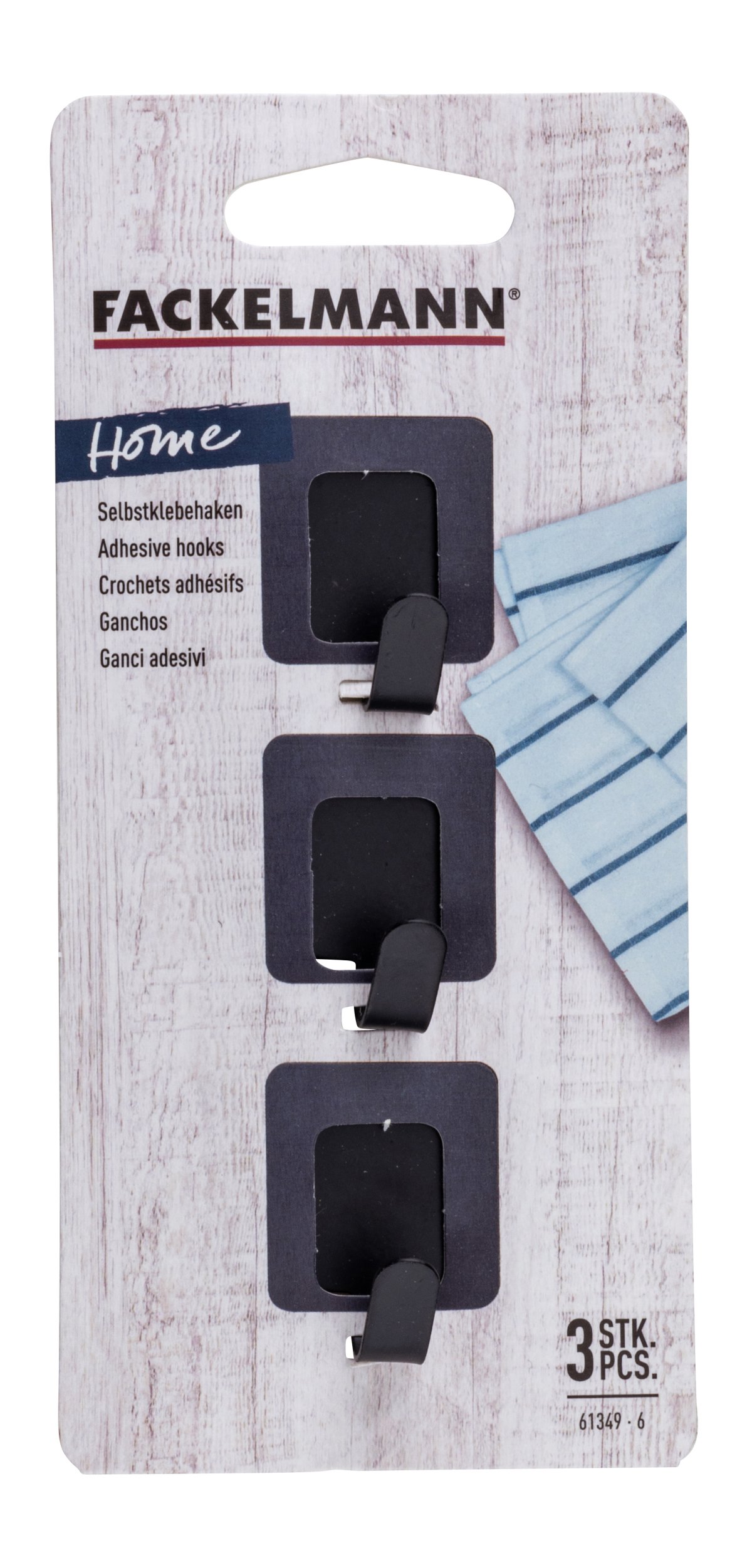 Fackelmann 3 Haken SQUARE 37 x 30 mm, schwarz