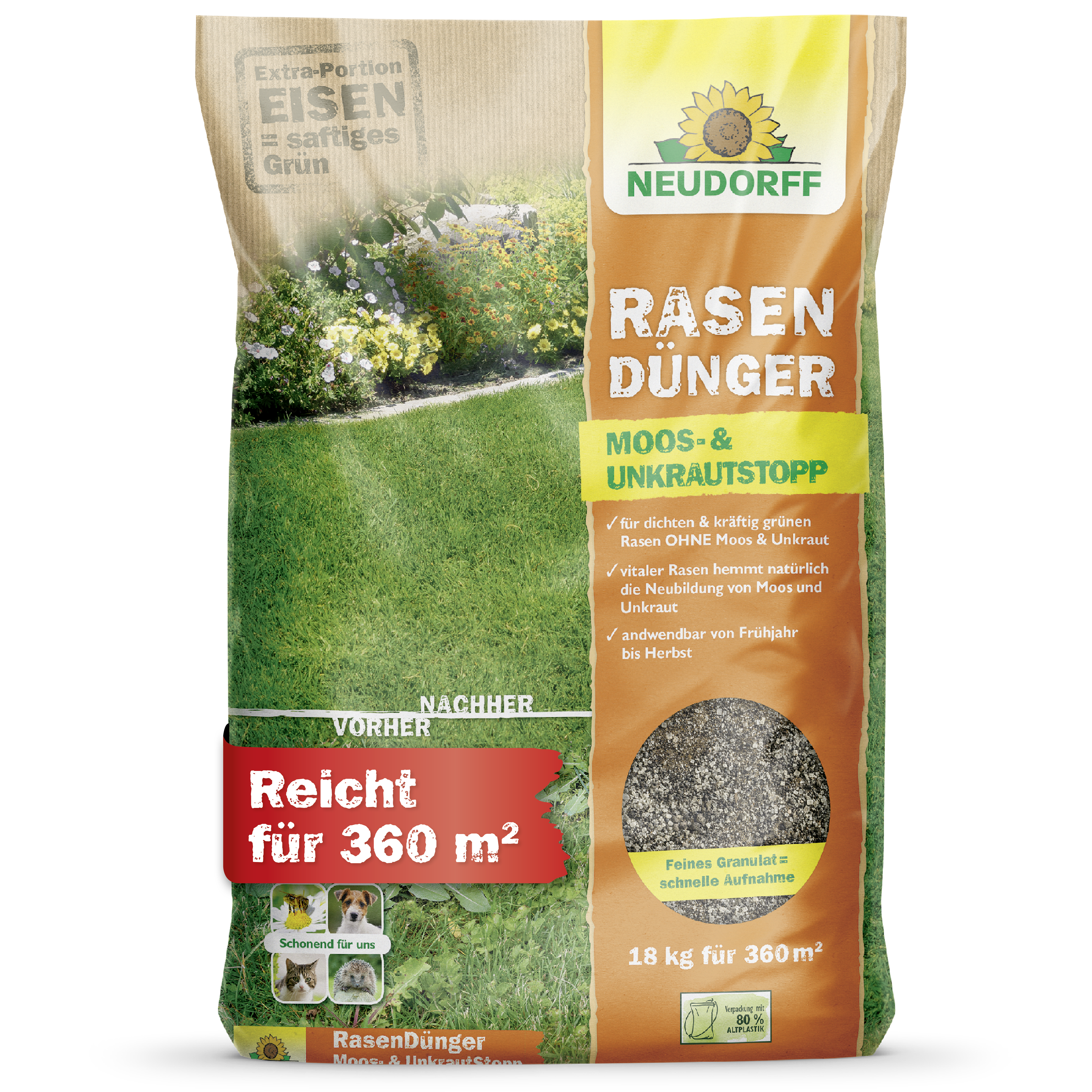 Neudorff RasenDünger Moos- & UnkrautStopp, 18 kg