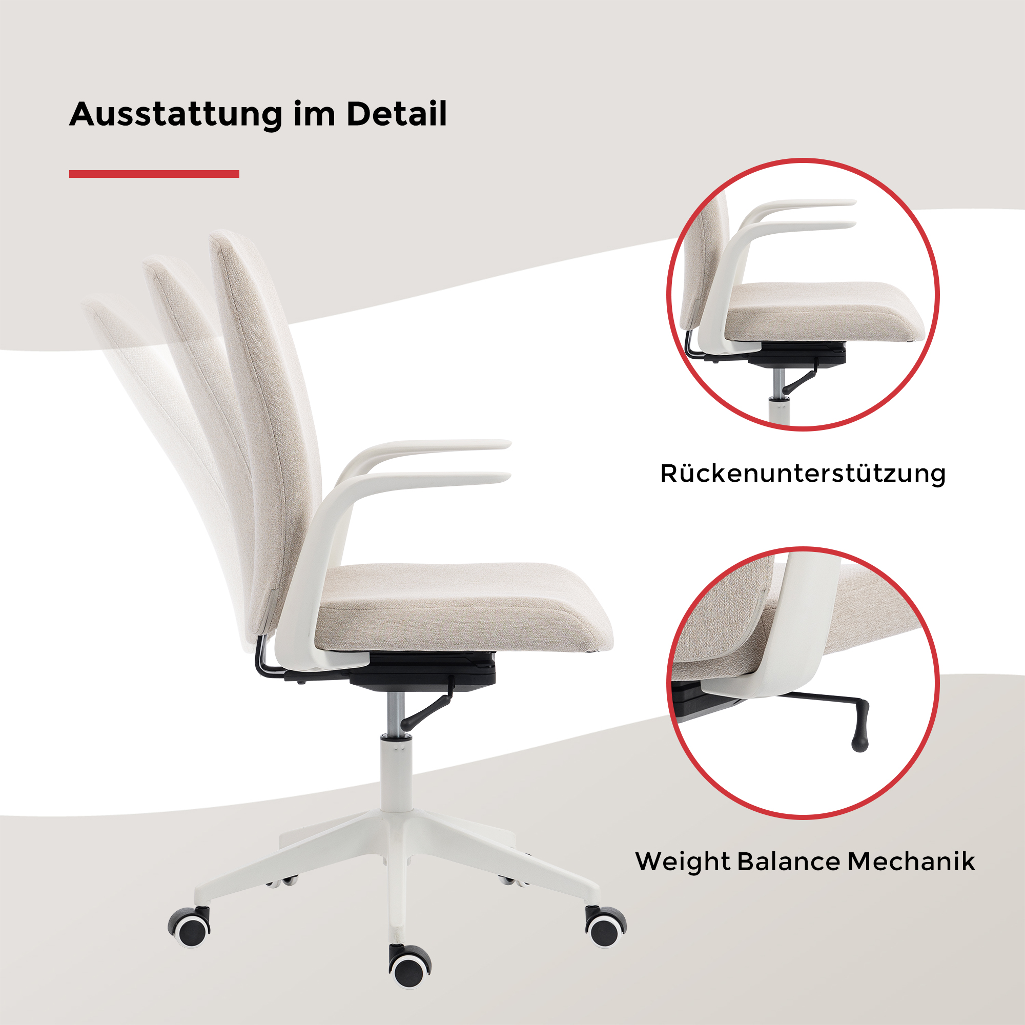 Duo Collection Drehstuhl Floris, sand/weiß