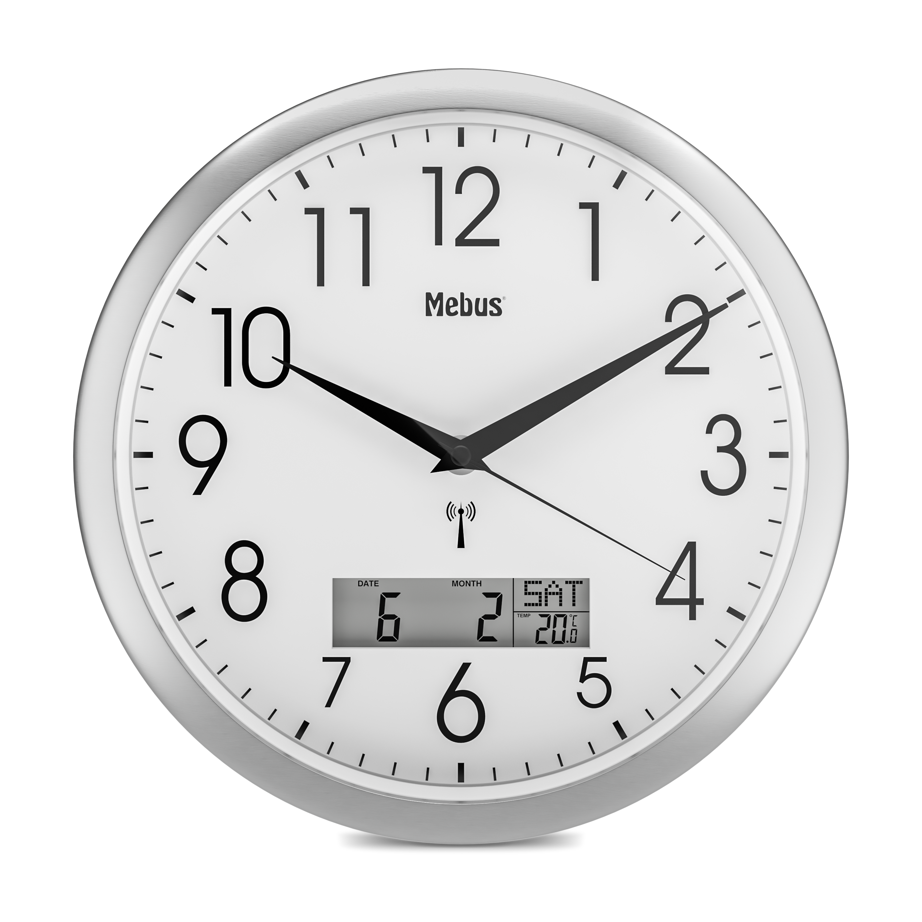 Mebus Funkwanduhr, Ø 30 cm, weiß, digital Mebus Funkwanduhr, Ø 30 cm, weiß, digital