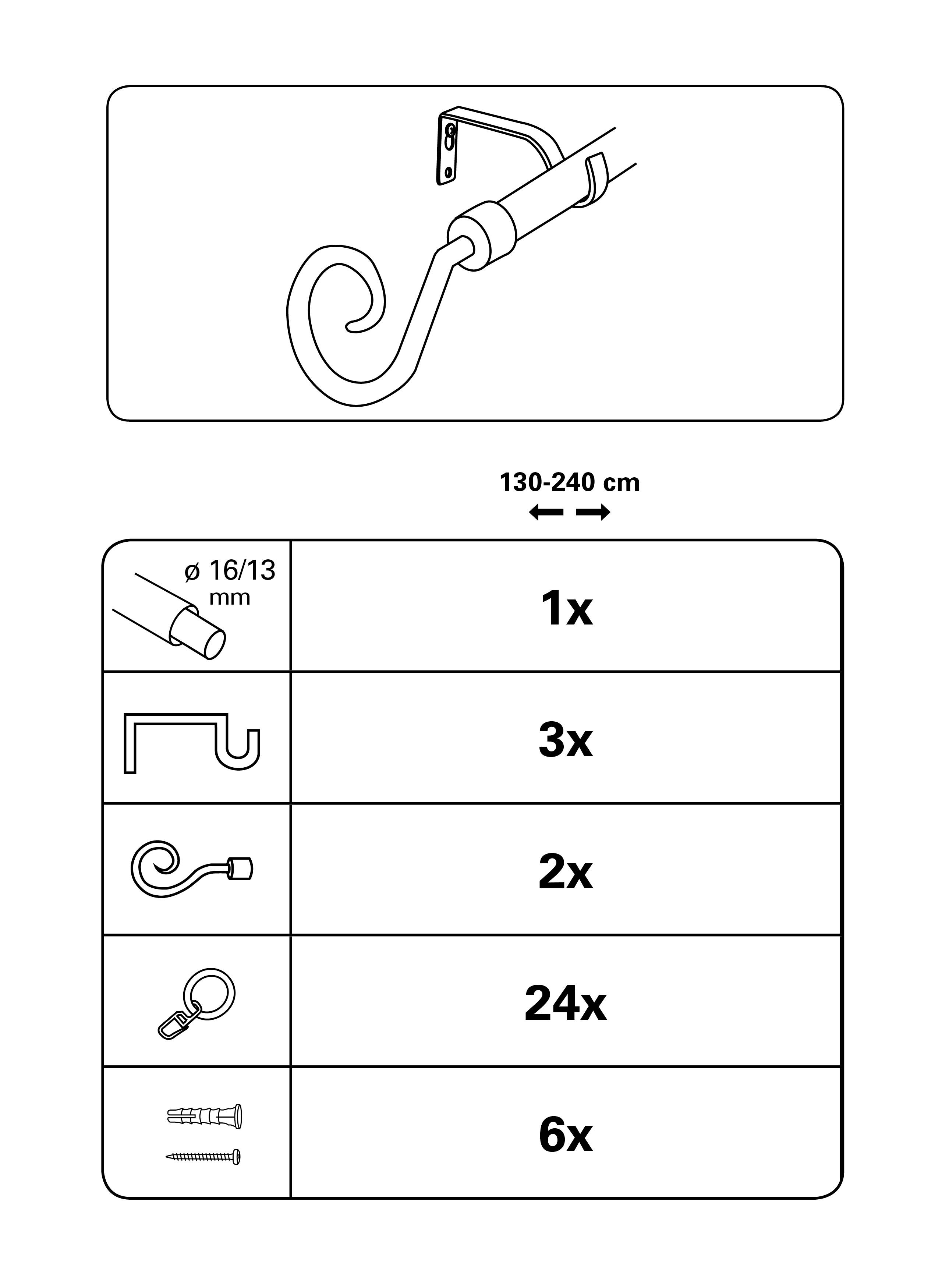 GARDINIA STILGARNITUR HOOK SCHWARZ 130-240C