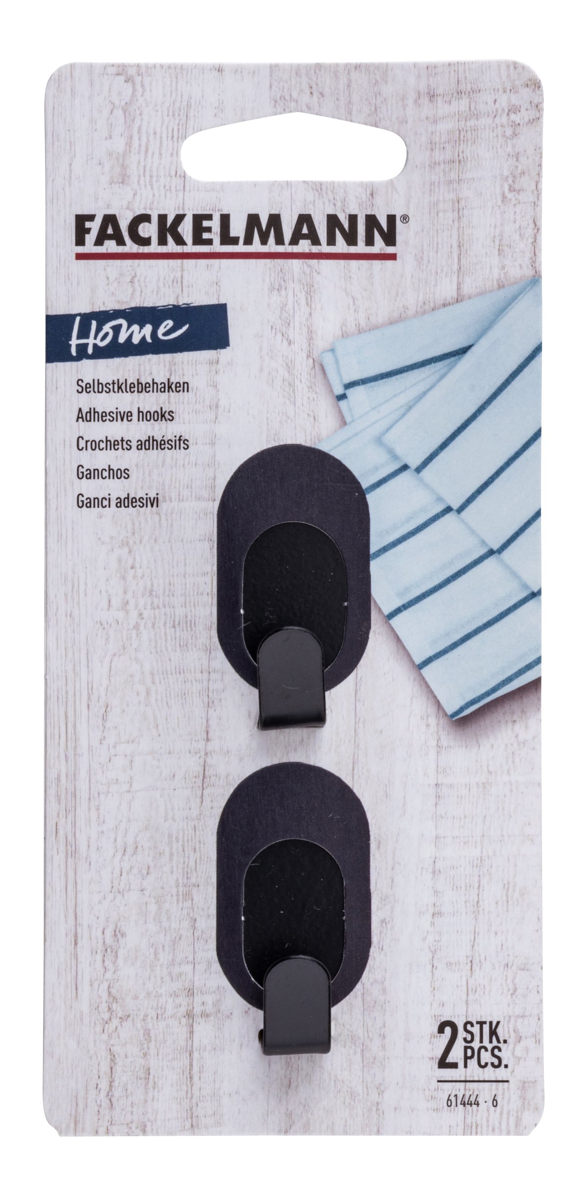 Fackelmann 2 Haken OVAL 47 x 24 mm, schwarz