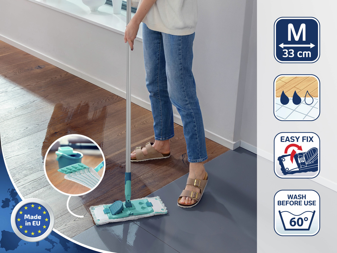 Leifheit Bodenwischer Power Clean M micro duo Leifheit Bodenwischer Power Clean M micro duo