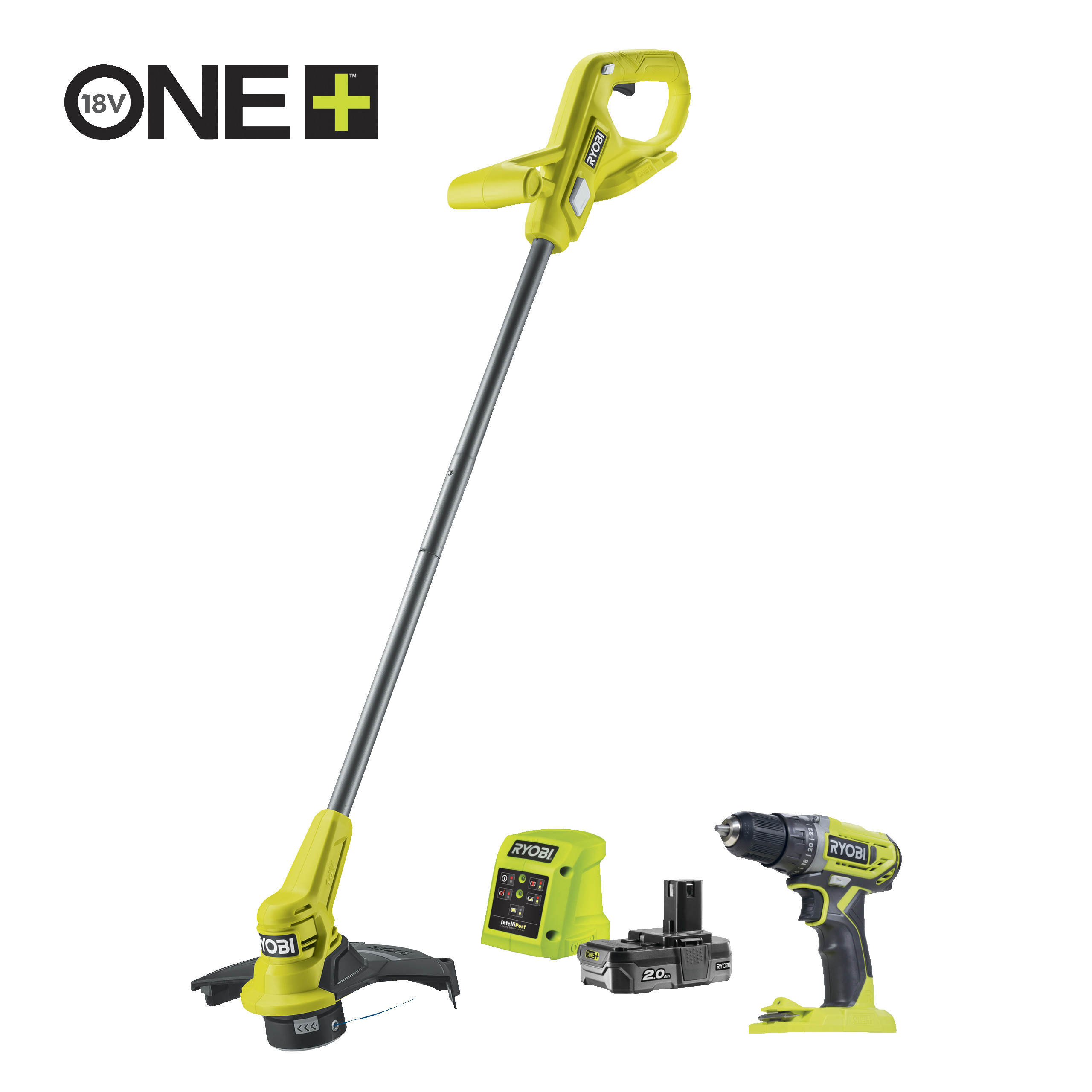 Ryobi 18 V ONE+ Akku-Kombokit RY18LT23ADD2-120 Ryobi 18 V ONE+ Akku-Kombokit RY18LT23ADD2-120