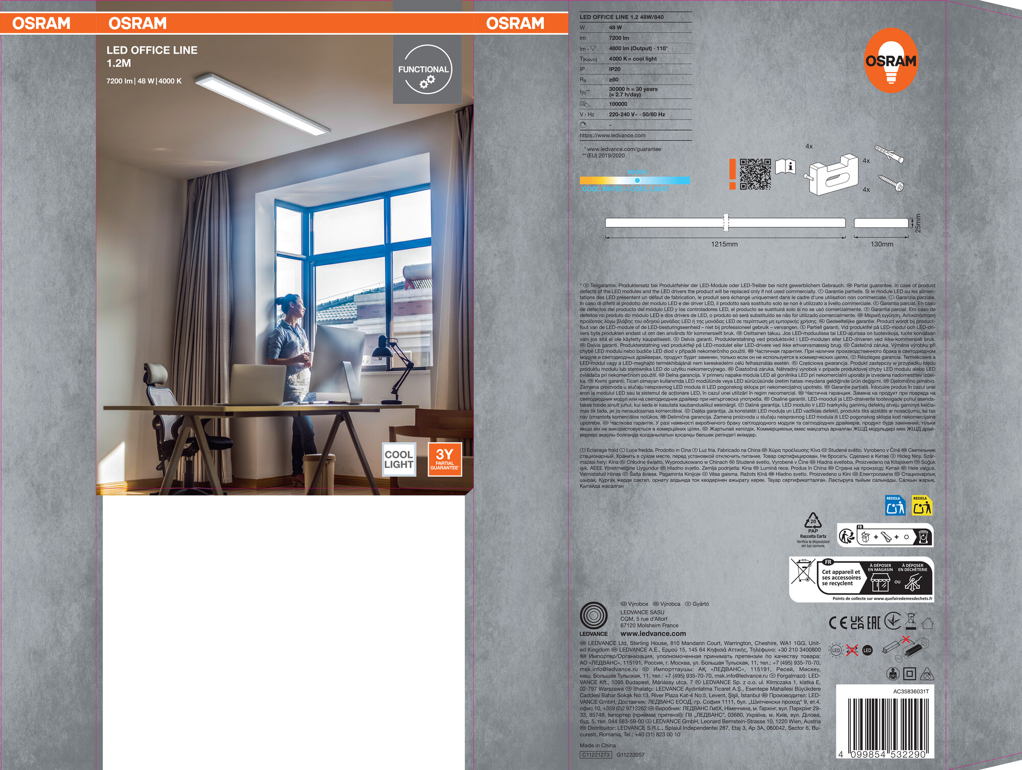 Osram Deckenleuchte "LED Office Line 1.2M" 48W, 4000K