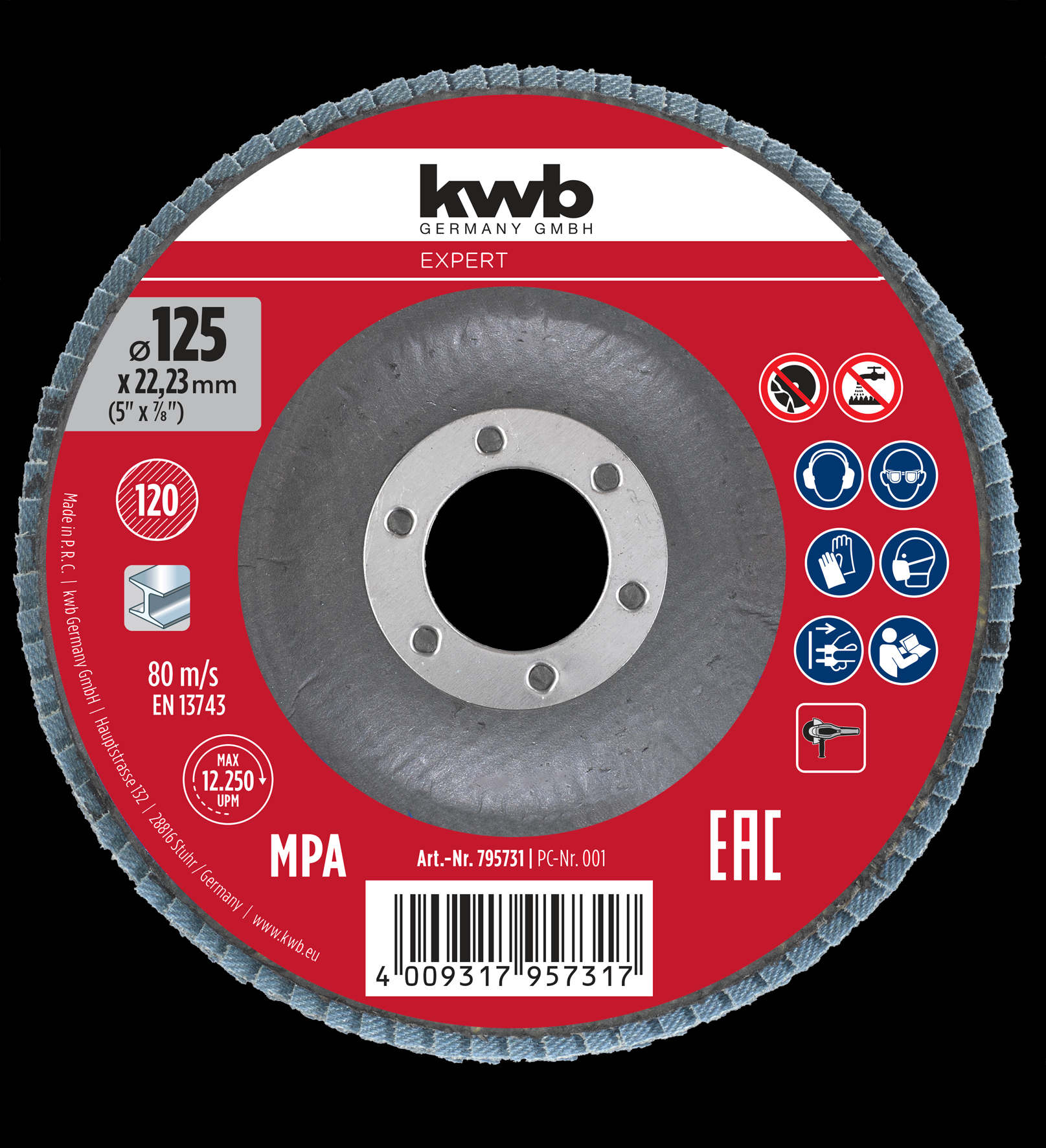 kwb Zirkon Schleifmop, 125 mm, K120 LS kwb Zirkon Schleifmop, 125 mm, K120 LS