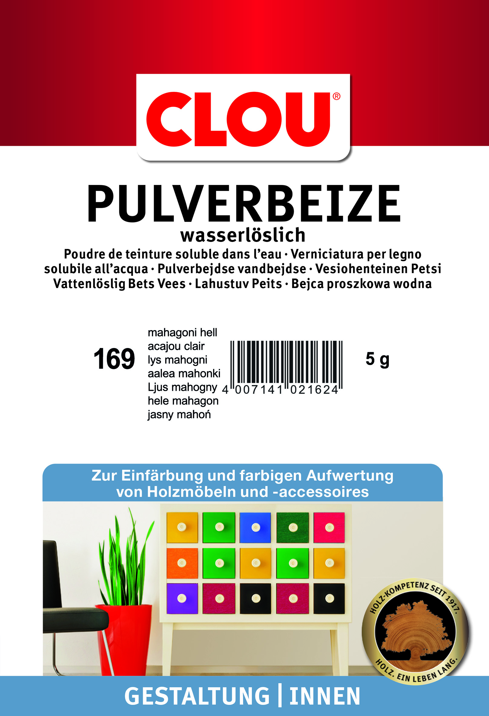 Clou Pulverbeize Nr. 169 Mahagoni Hell