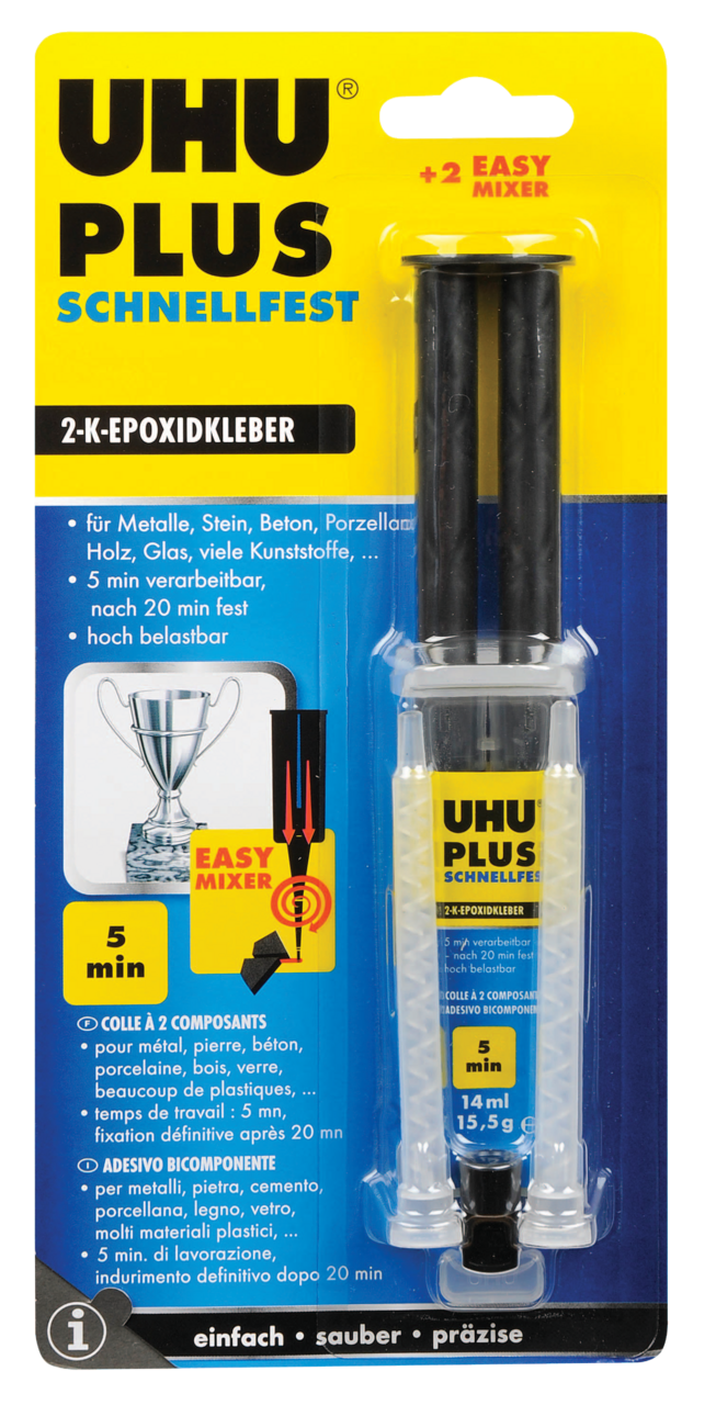 Uhu PLUS schnellfest Doppelkammerspritze, Infokarte Uhu PLUS schnellfest Doppelkammerspritze, Infokarte
