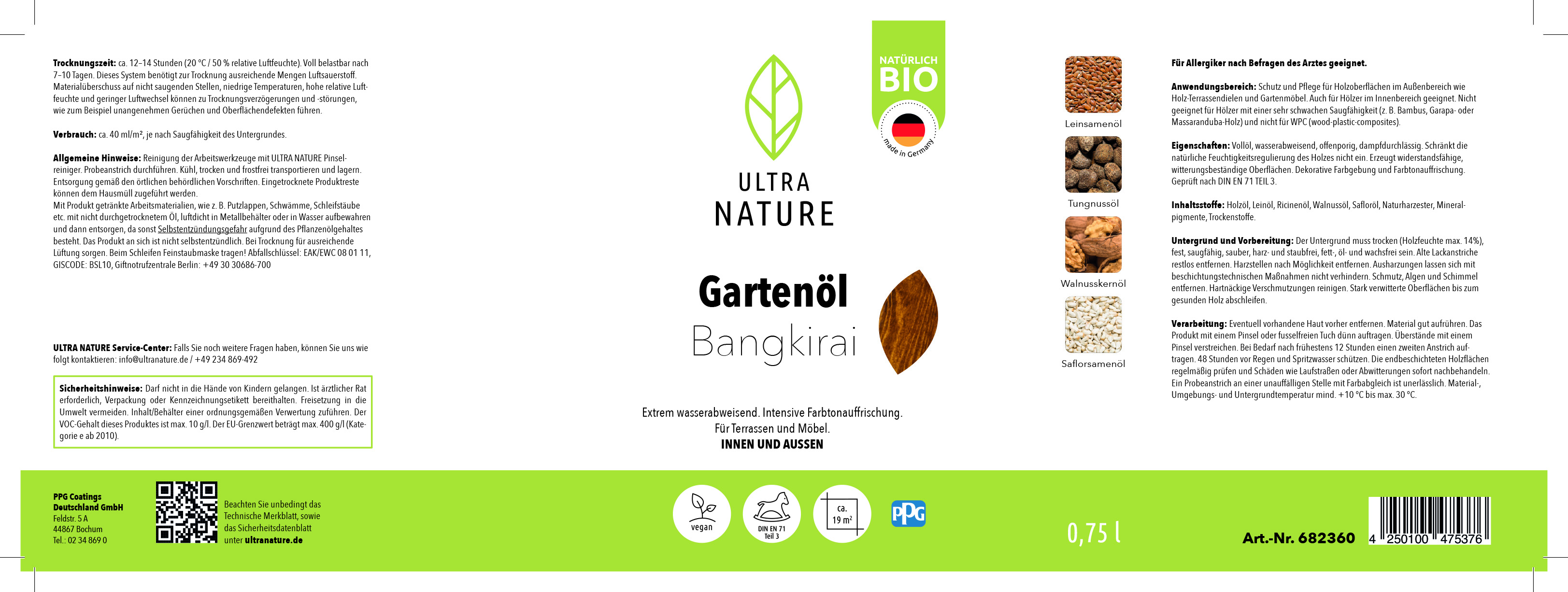 Ultra Nature Garten Öl Bangkirai, 0,75 l Ultra Nature Garten Öl Bangkirai, 0,75 l