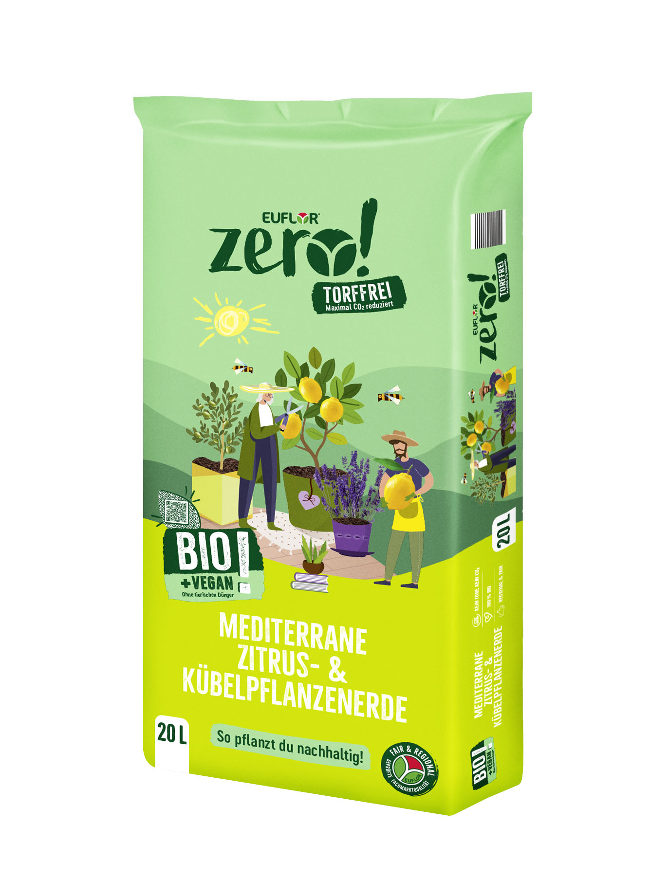 4008089017335_Zero_20L_Mediter-Zitrus-3D Euflor zero! Bio mediterrane Zitrus- & Kübelpflanzenerde, 20 L