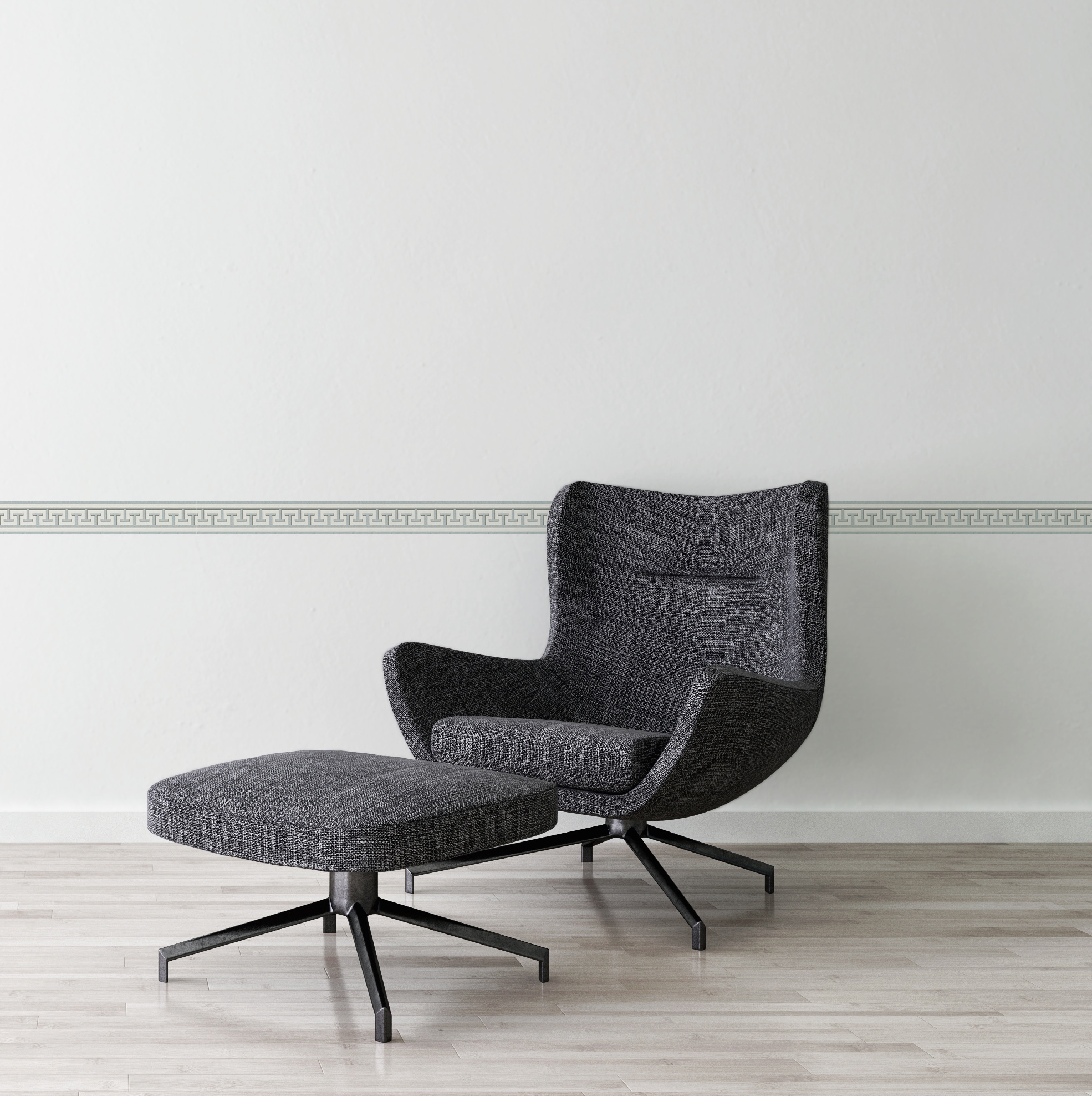 A.S. Création selbstklebende Bordüre, geometrisch grau beige – griechisches muster modern