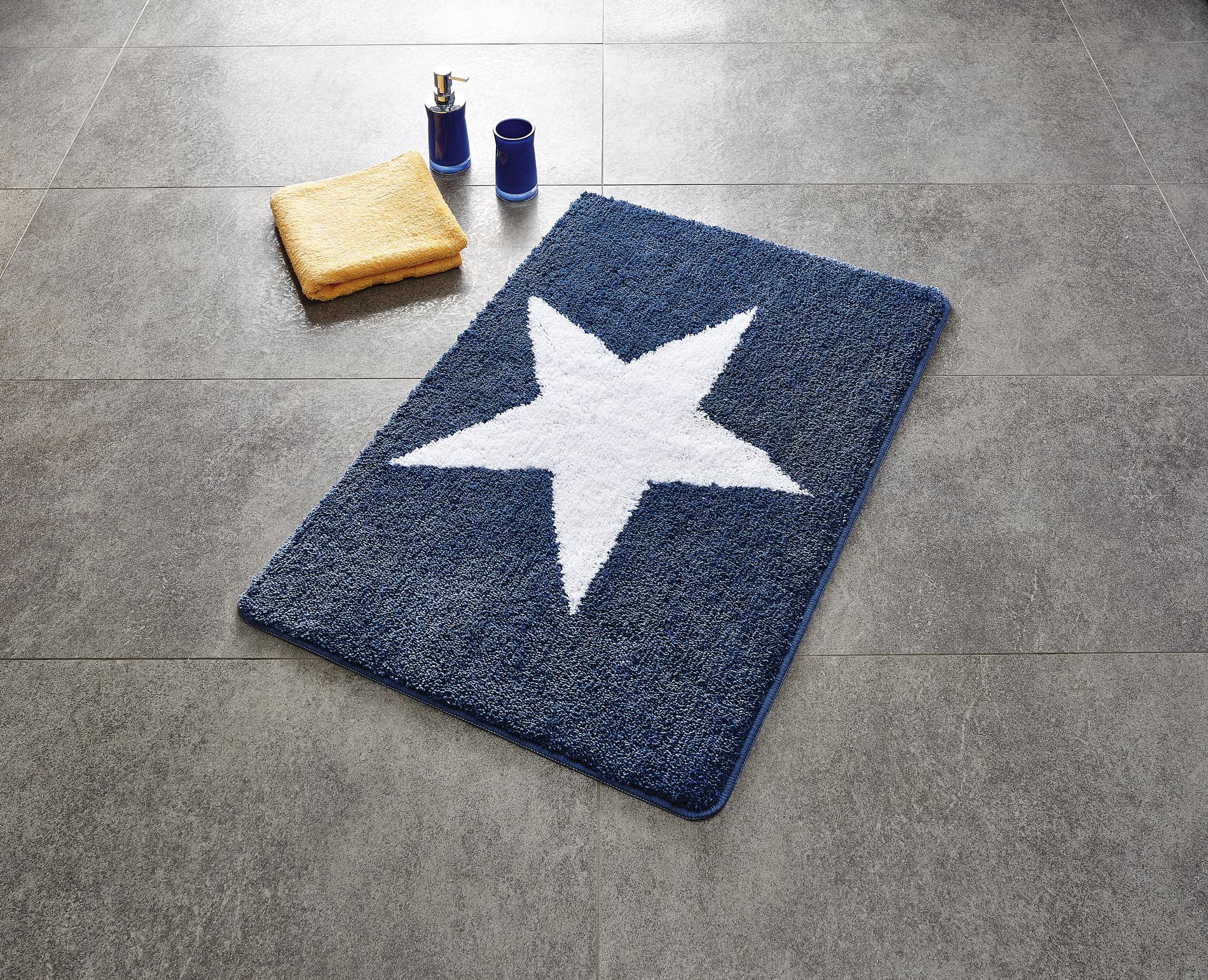 737154-2   TEPPICH 60X90 CM STAR BLAU-WEIß