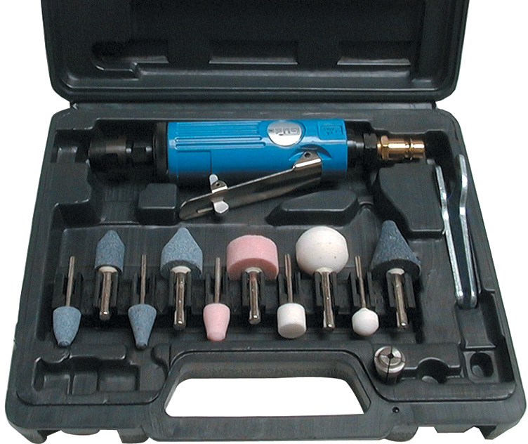 40032 Güde Druckluft Einhandstabschleifer Set, 15-tlg.