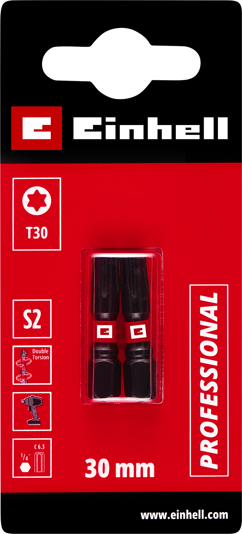 Einhell Impact-Bits mit Doppel-Torsion, 30 mm, T30