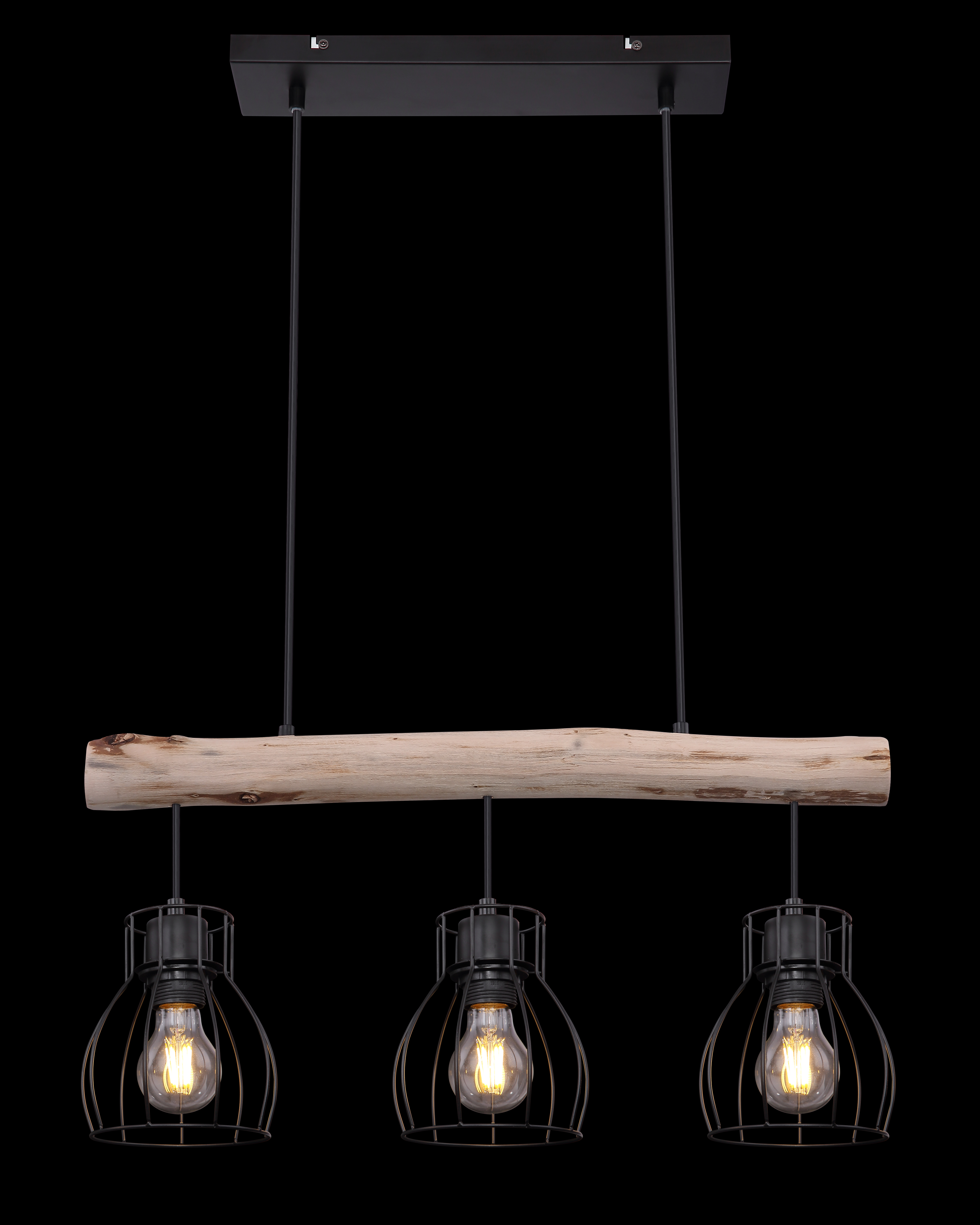 711955_cx GLOBO HÄNGELEUCHTE 3XE27 METALL SCHWARZ/HOLZ