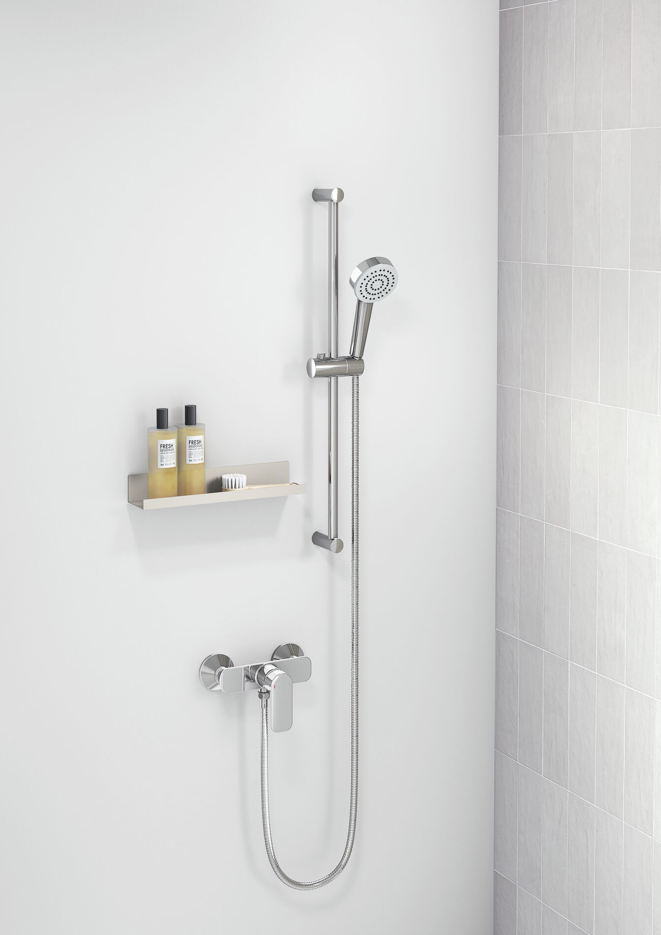 Hansa PICO Wandstangenset 700 mm mit Handbrause 3 strahlig und Brauseschlauch, chrom