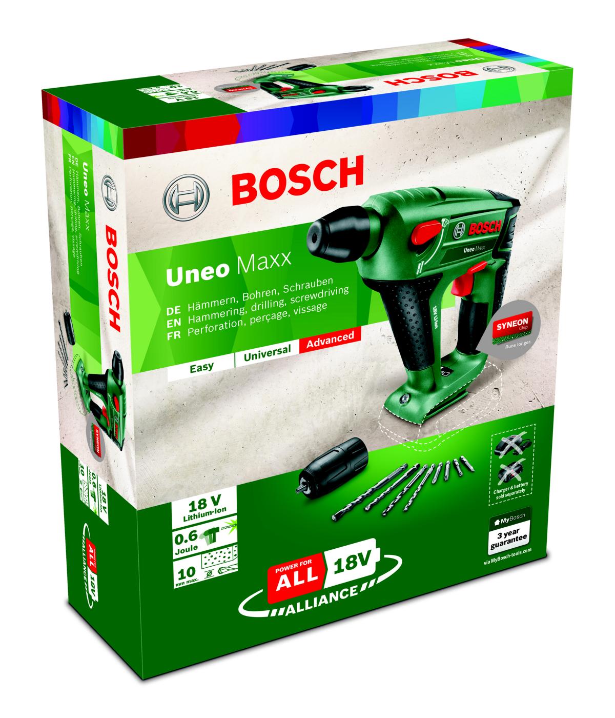 Verpackung des Bosch Akku-Bohrhammer 18V Uneo Maxx 