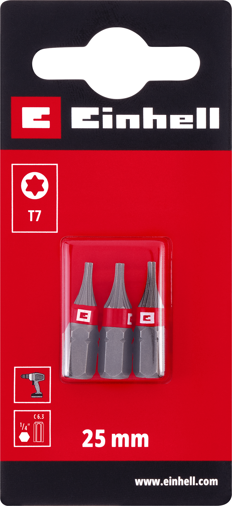 Einhell Standard-Bits, 25 mm, T7